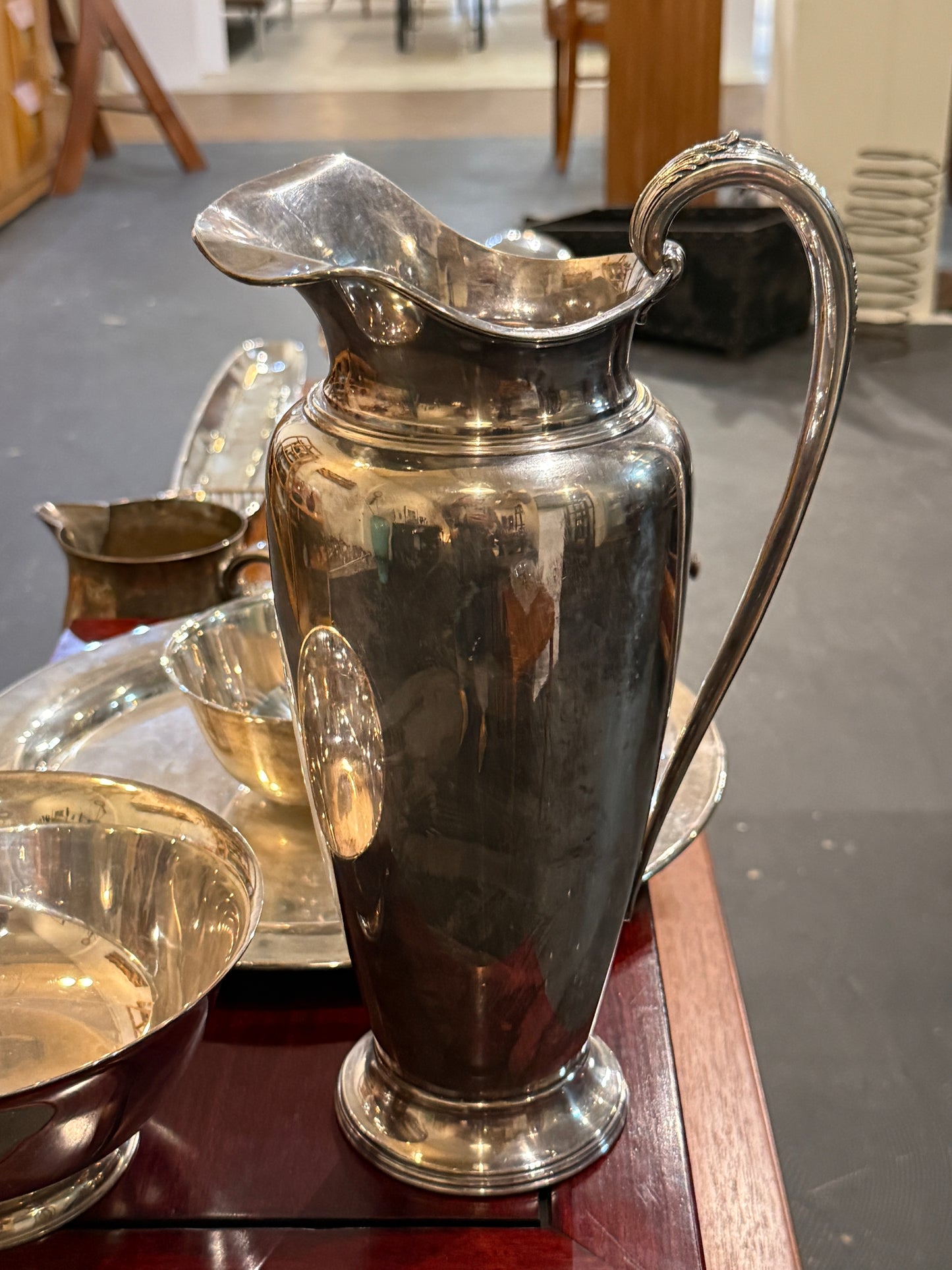 Tall Vintage Silver Plate Pitcher
