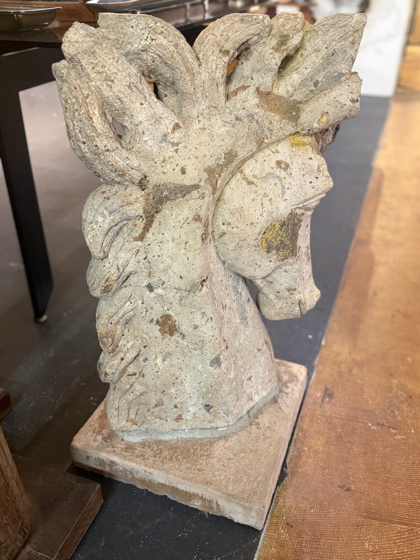 Antique Cantera Stone Horse Head Statue
