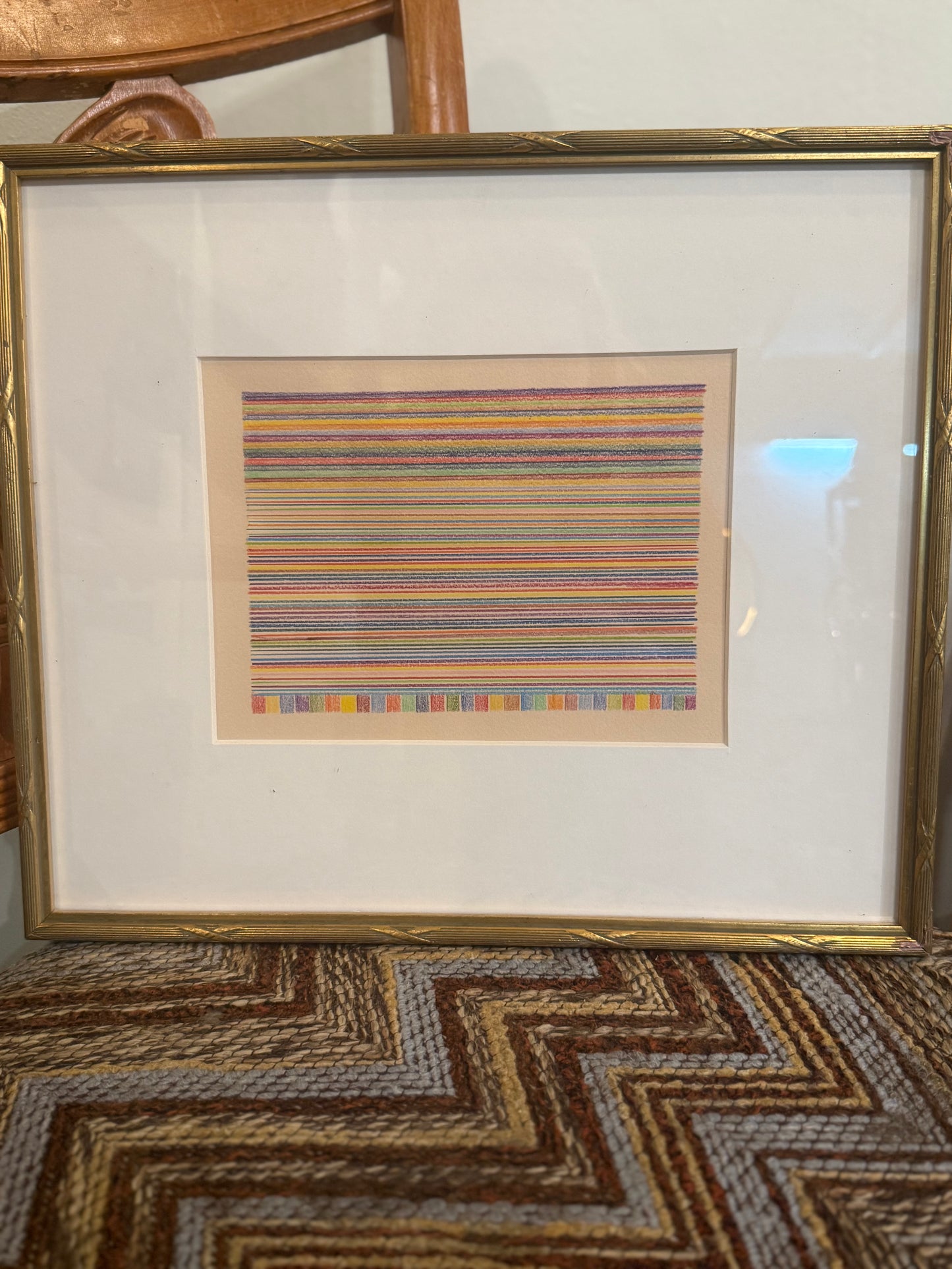 Geometric Abstract in Colored Pencil in Giltwood Frame