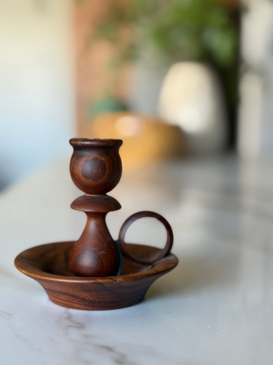 Vintage Spanish Wood Candleholder