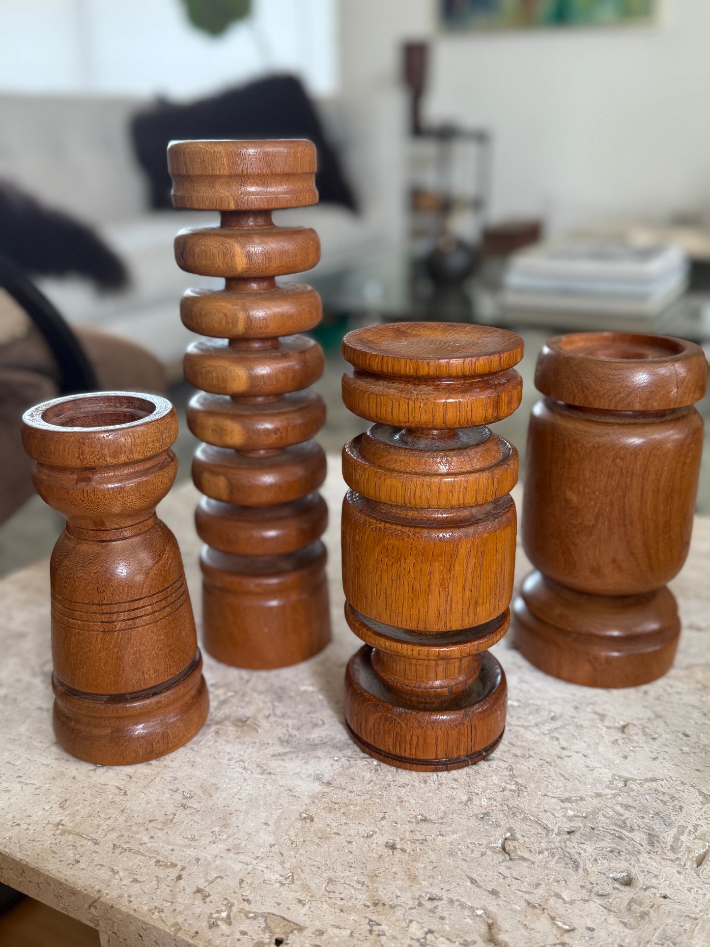 Mid-Century Turned Wood Pillars