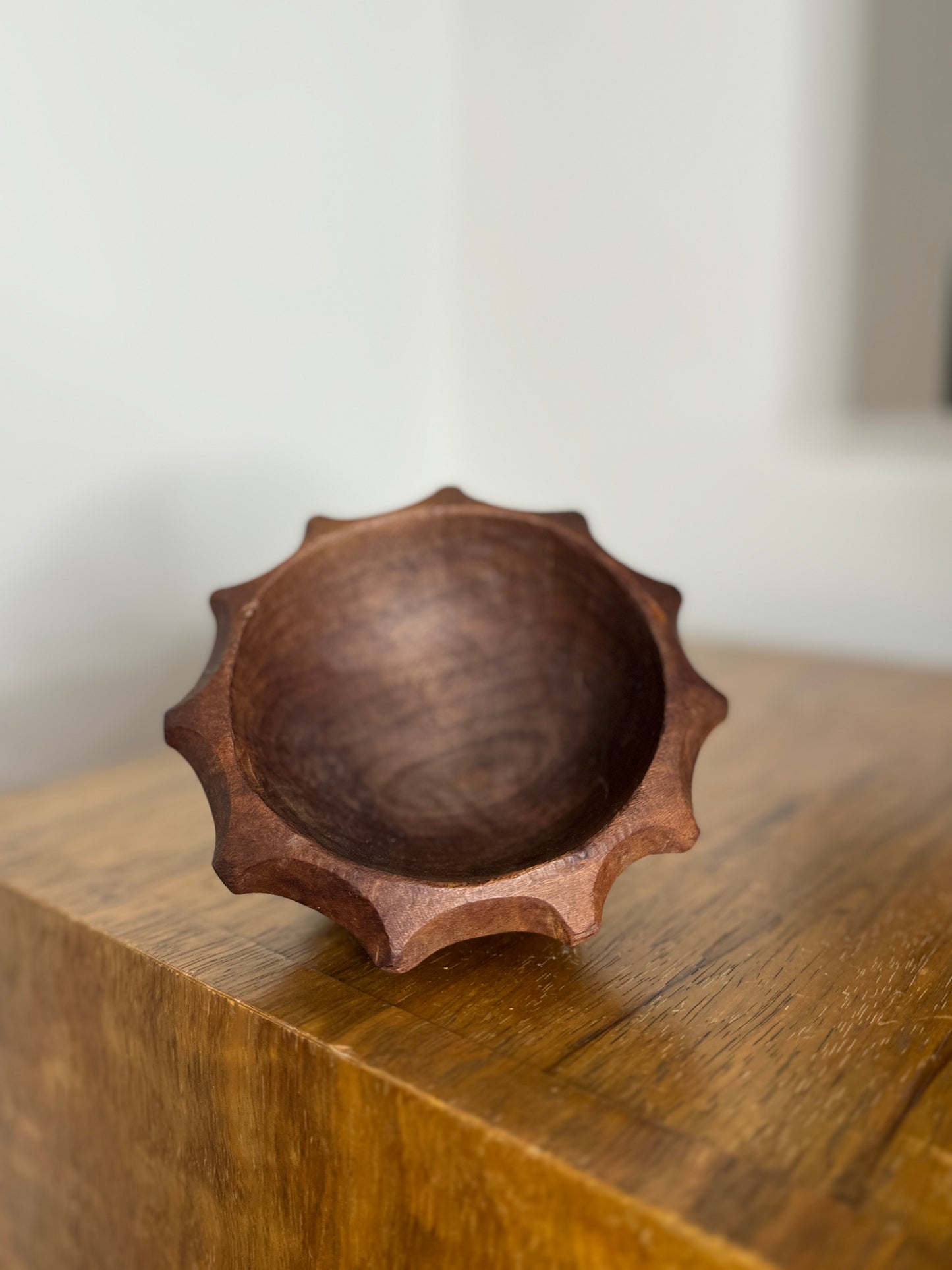 Sculptural Scalloped Wood Bowl