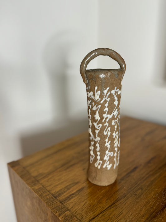 Asian Inspired Cylindrical Vase/Wall Pocket