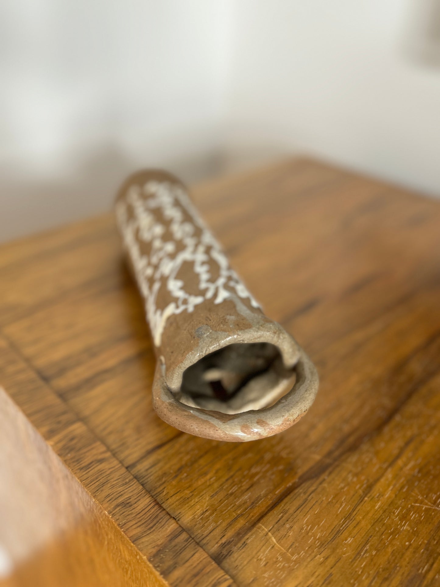 Asian Inspired Cylindrical Vase/Wall Pocket