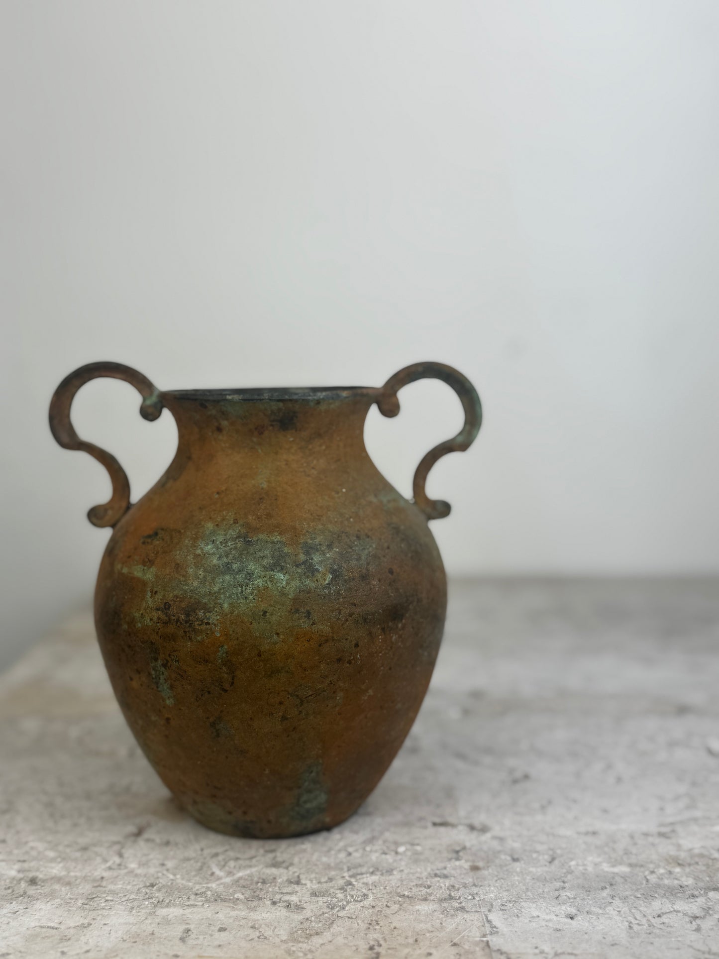 Verdigris Patina Double-Handled Vessel