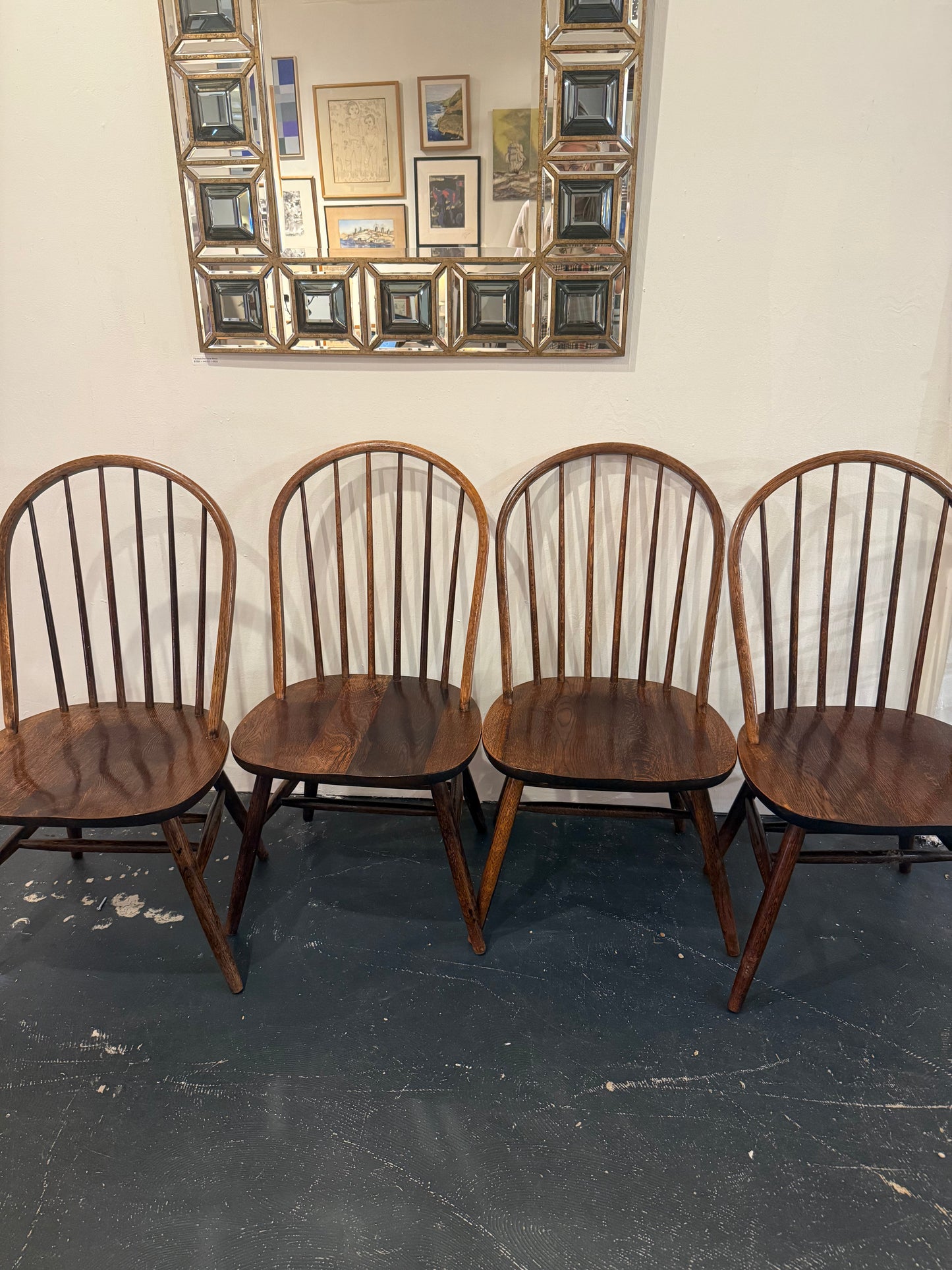 4 Oak Vintage Windsor Style Chairs