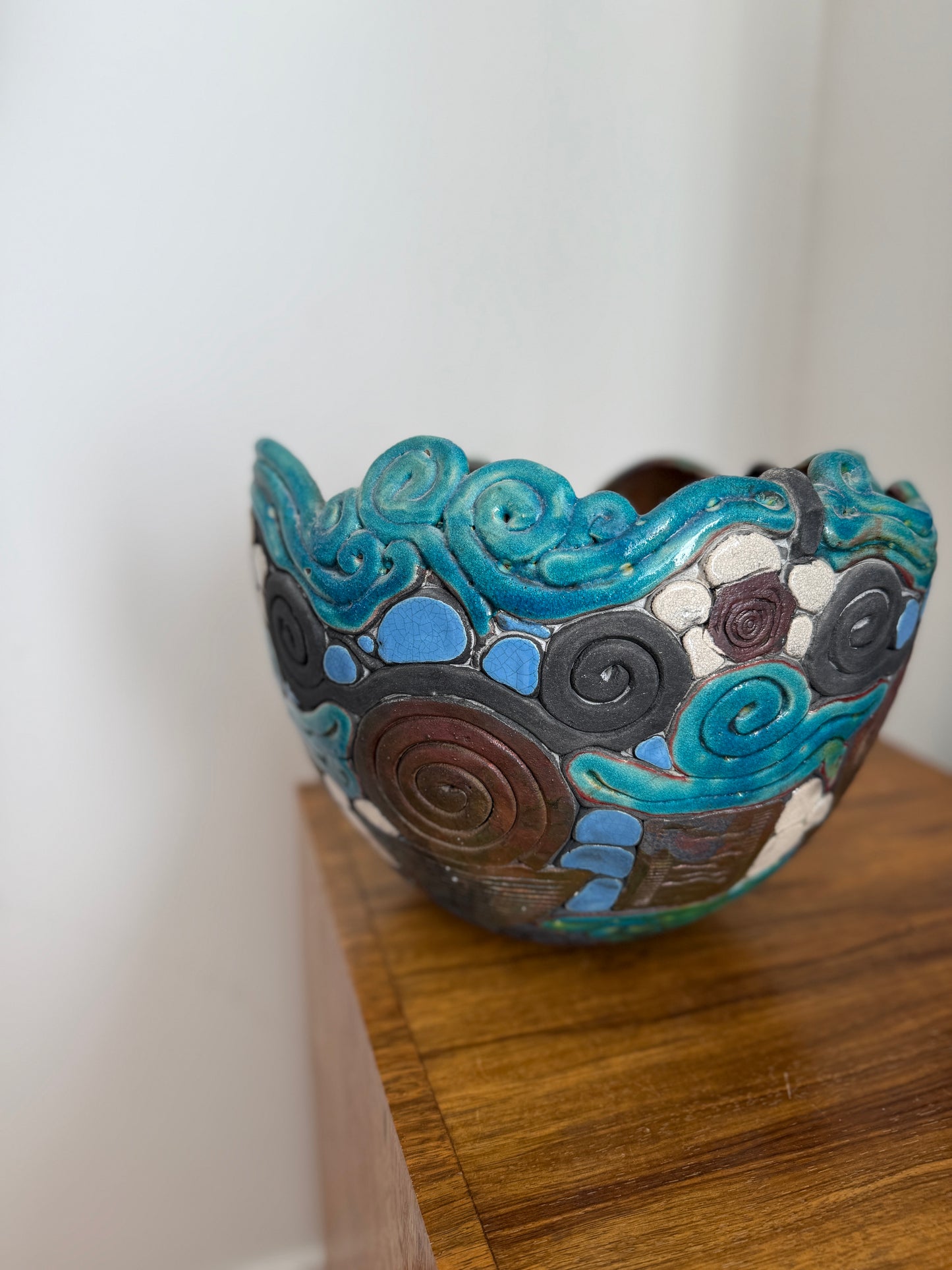 Vintage Raku  Coil Bowl