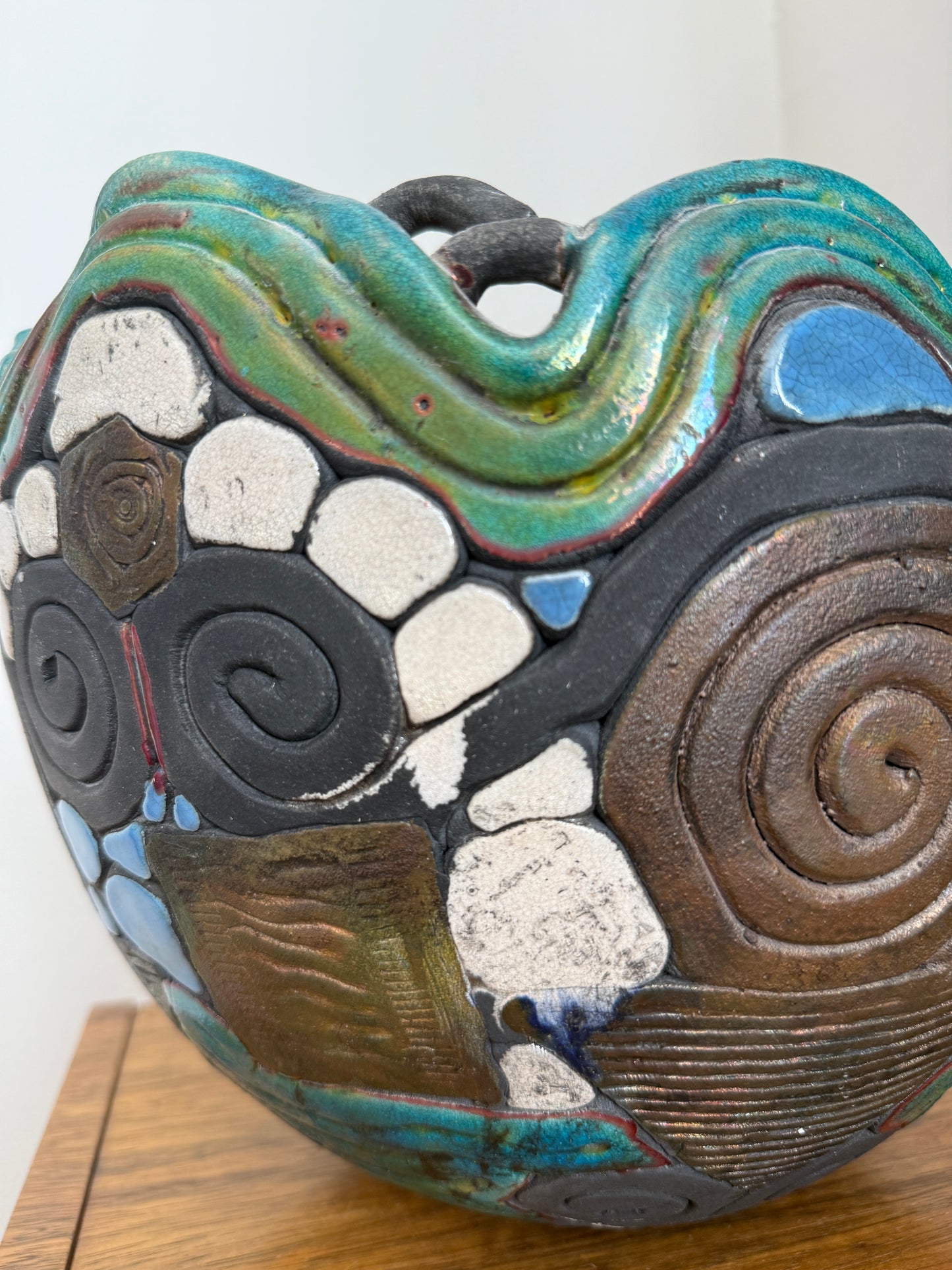 Vintage Raku  Coil Bowl