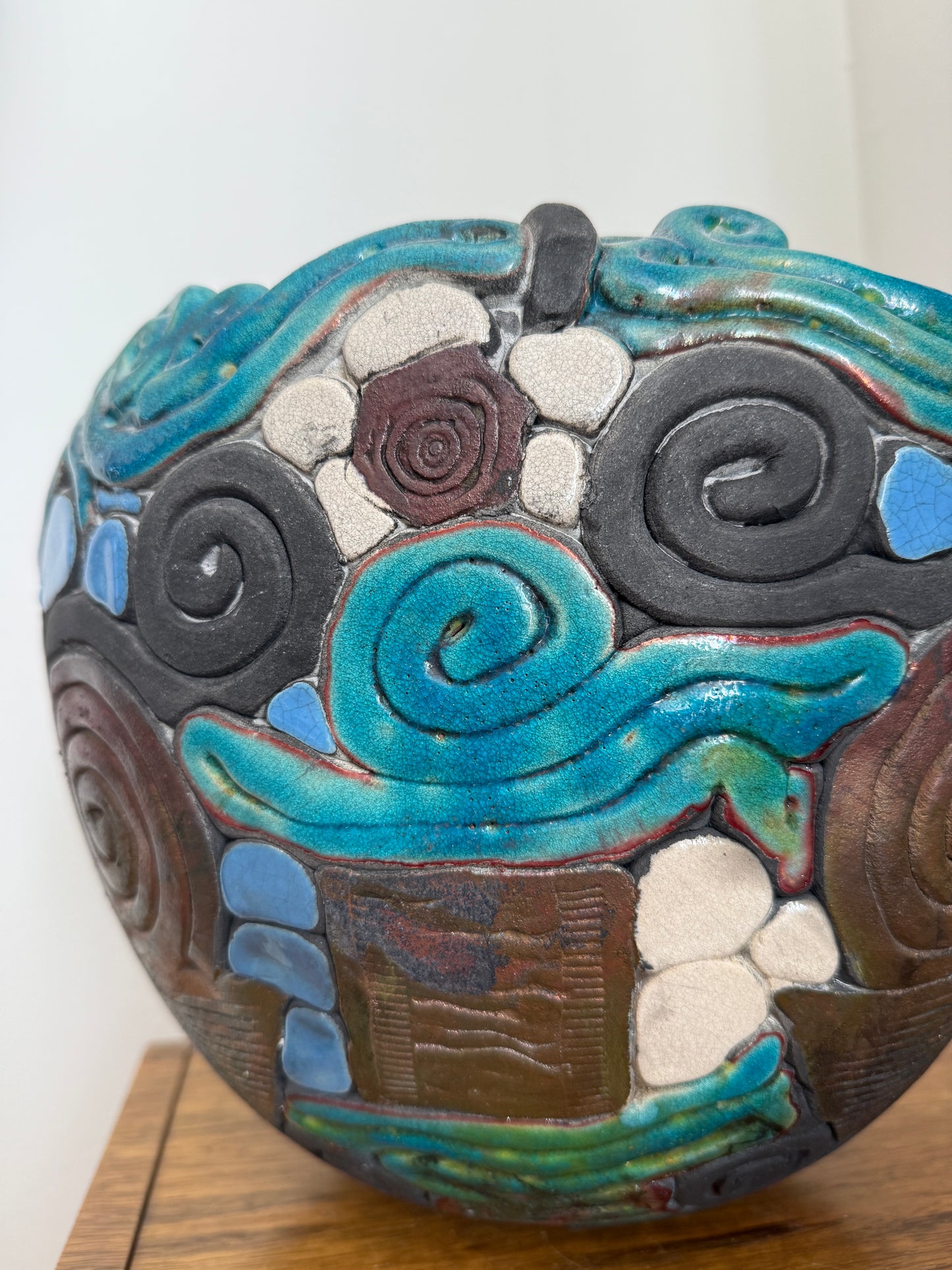 Vintage Raku  Coil Bowl