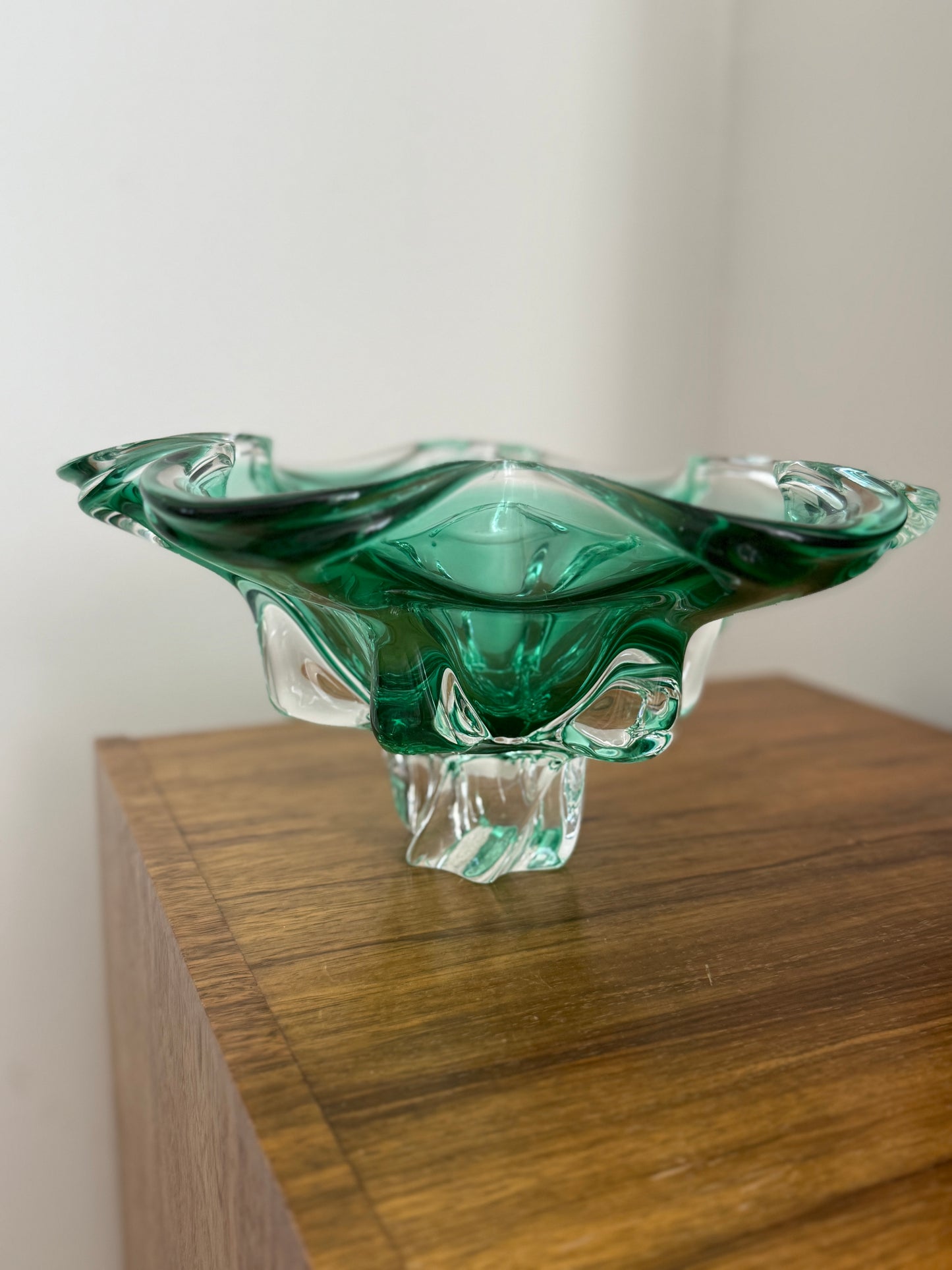 Green Murano Glass Pedestal Bowl