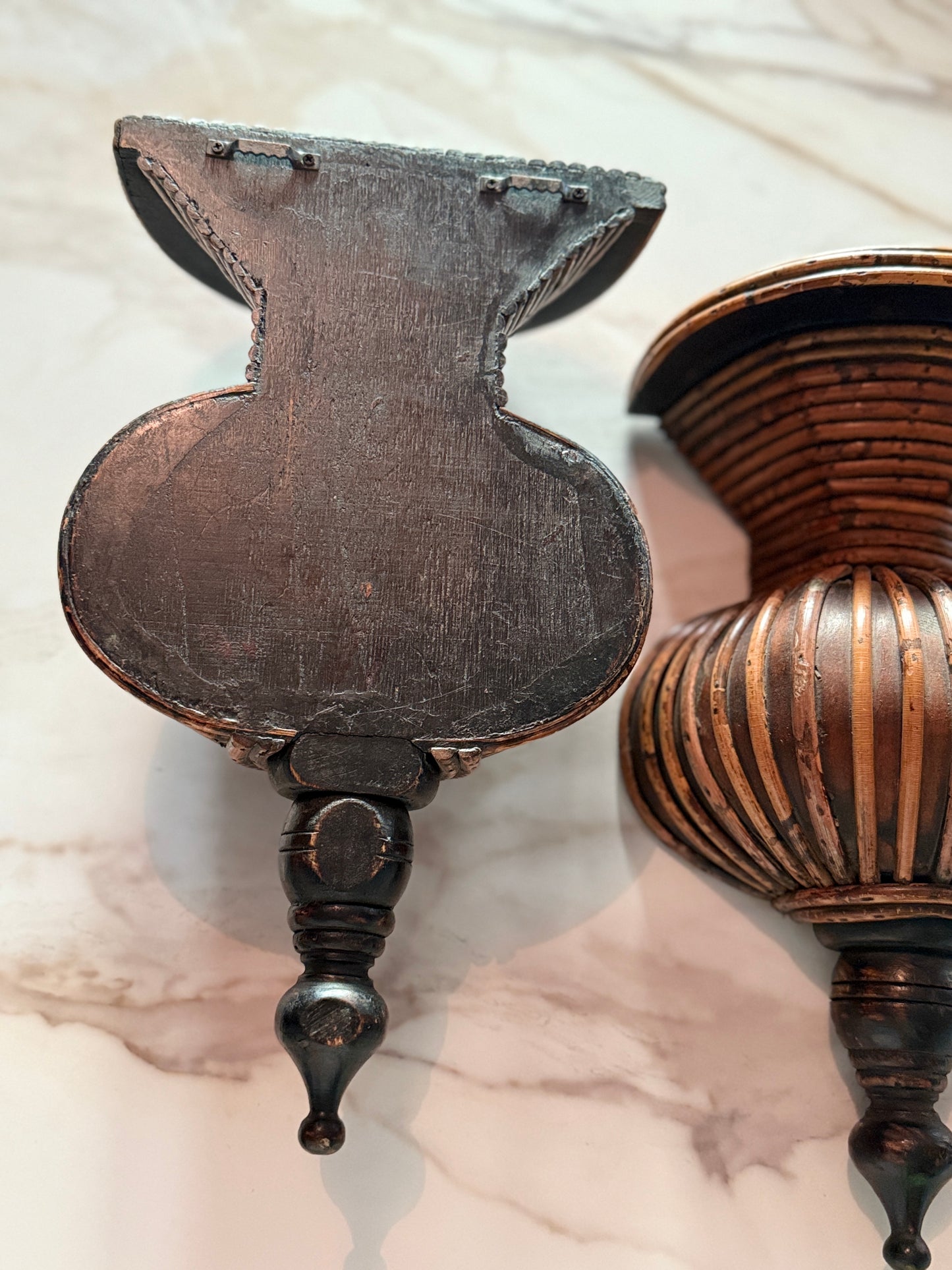 Rare Pair of Vintage Pencil Reed Corbels
