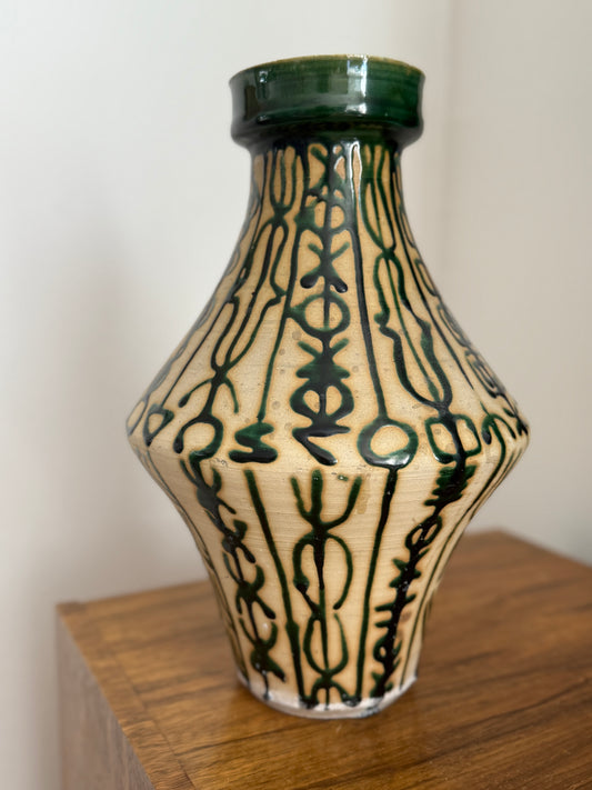 20th C Vessel with Geometric Glaze Pattern