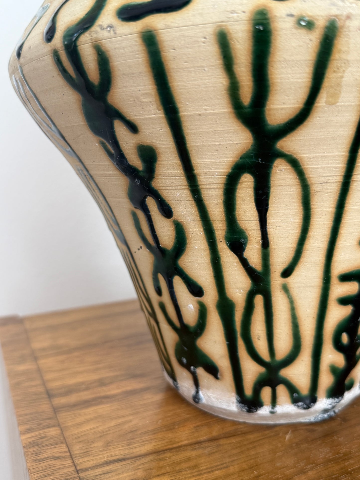 20th C Vessel with Geometric Glaze Pattern