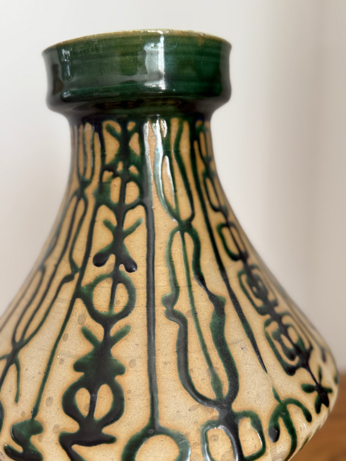 20th C Vessel with Geometric Glaze Pattern