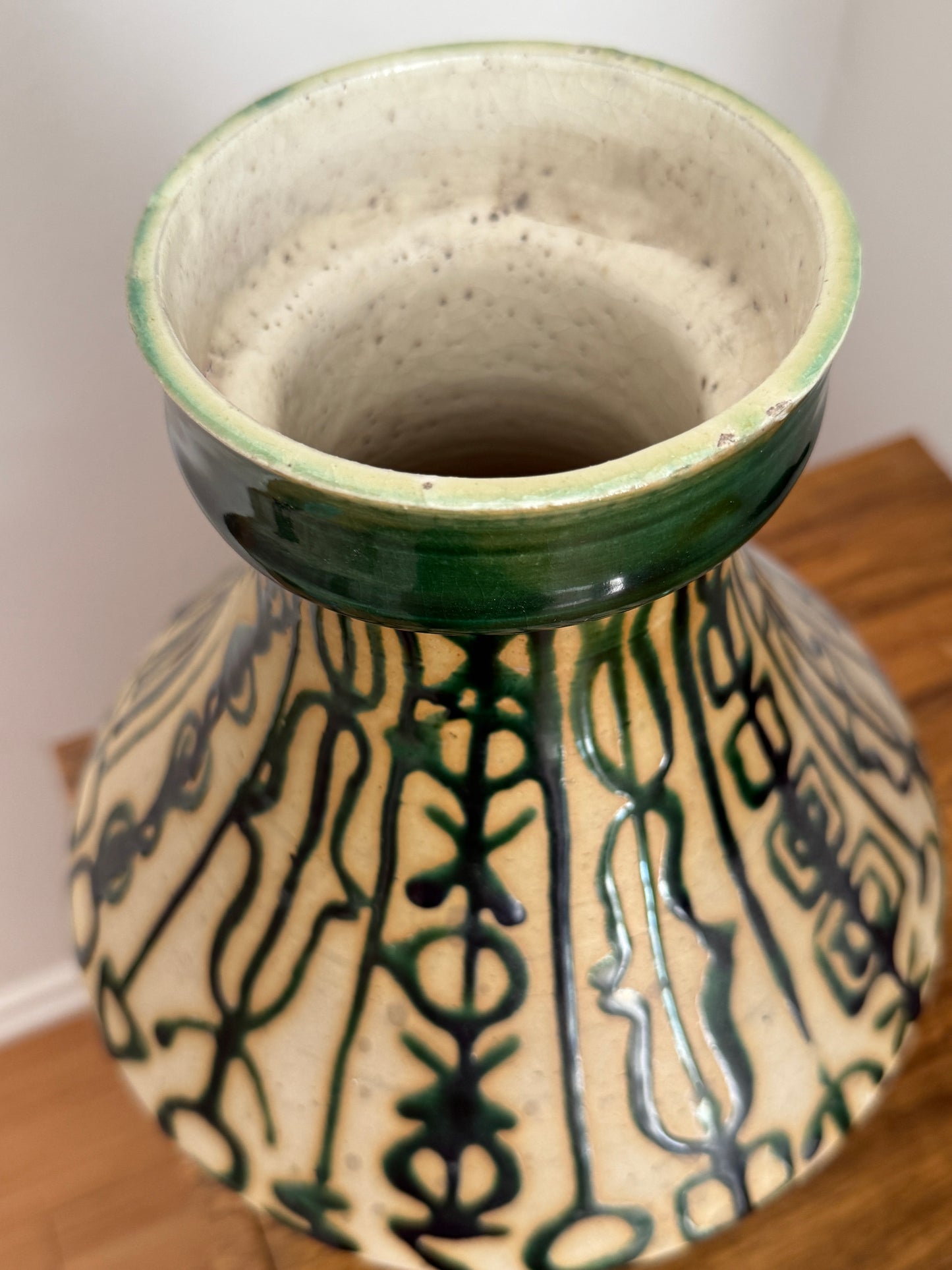 20th C Vessel with Geometric Glaze Pattern