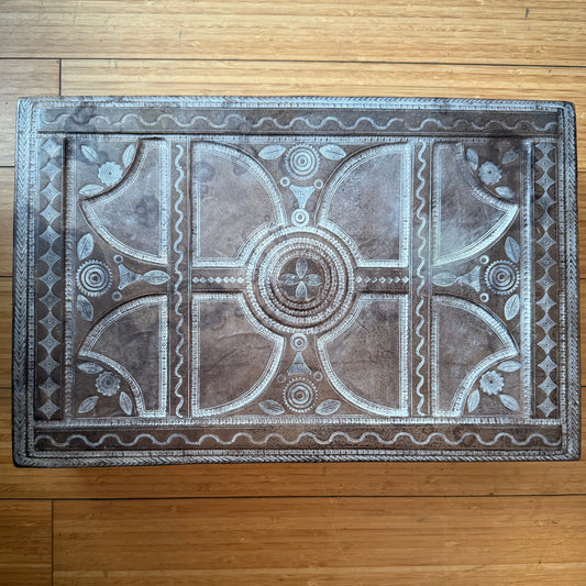 Decorative leather box with intricate details