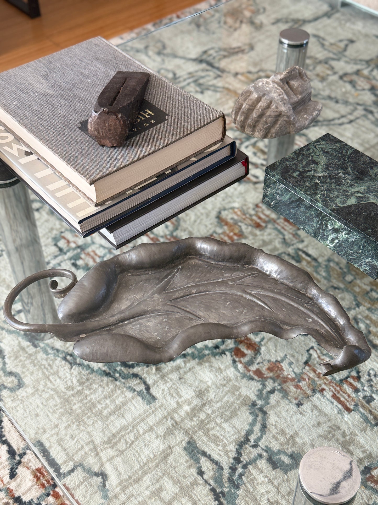 Hammered Pewter Leaf-motif Platter