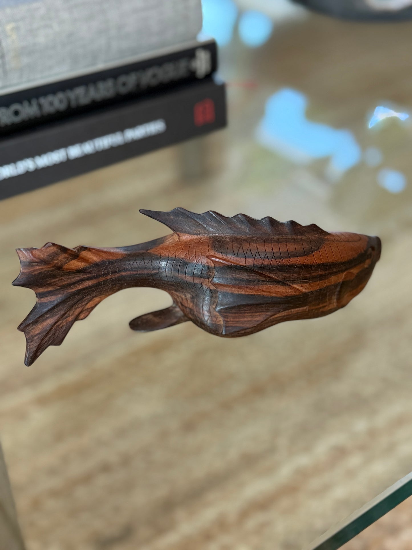 Carved Striped Ironwood Koi