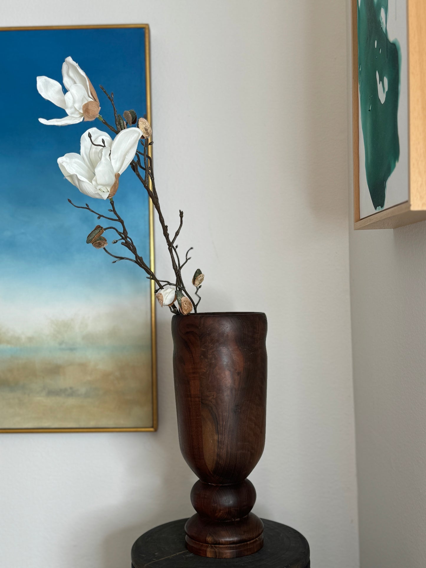 Tall Turned Wood Vase