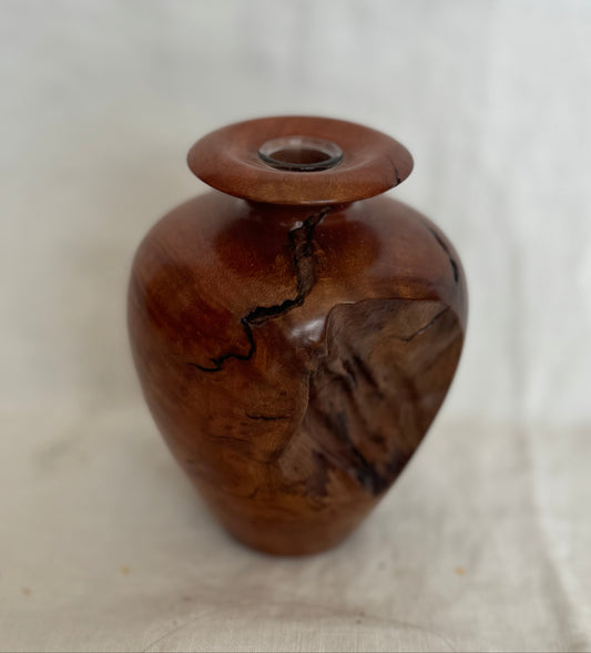 Small Turned Burlwood Bud Vase