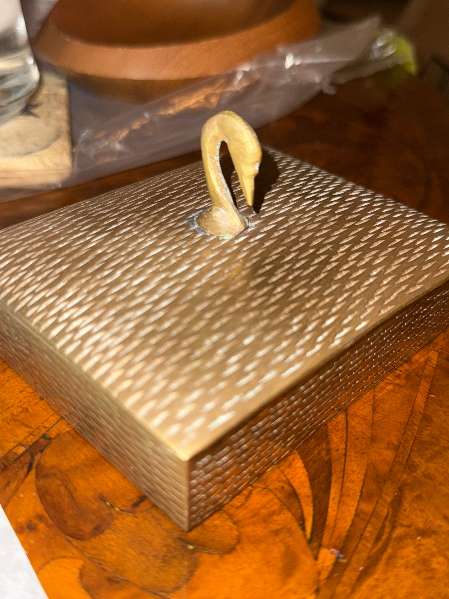 Brass Box with Swan Handle