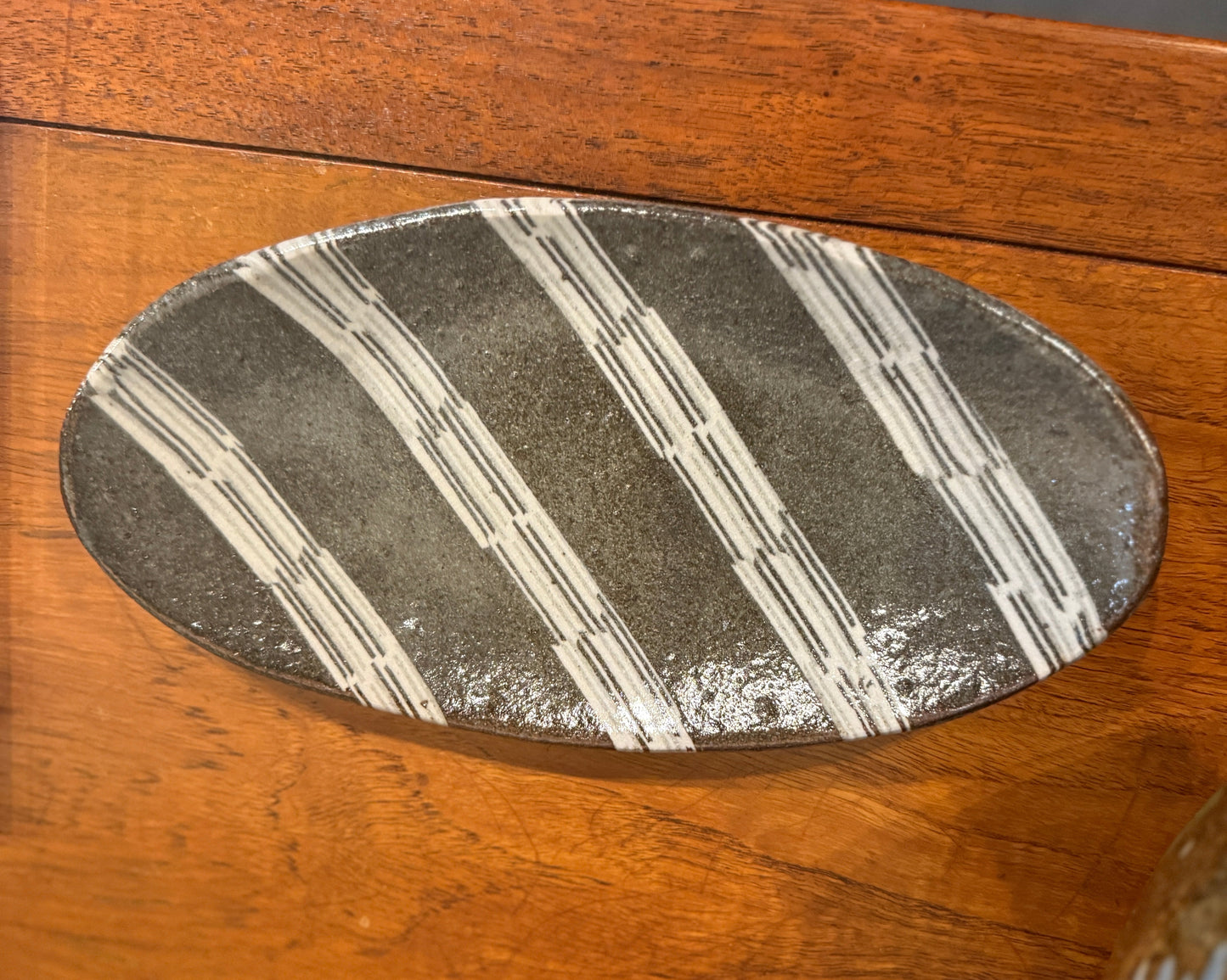 Imprinted Stripe Ceramic Platter