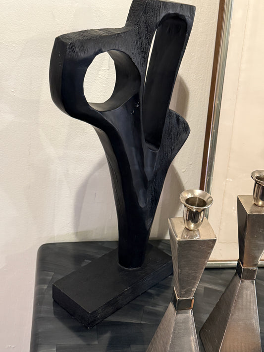 Blackened Wood Abstract Sculpture