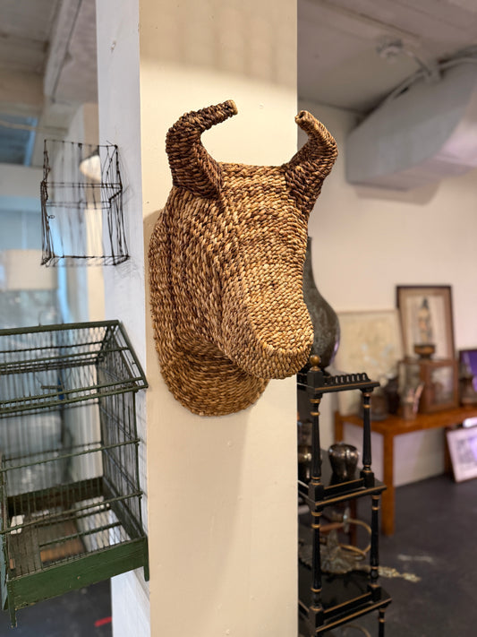 Vintage French Woven Bull Head