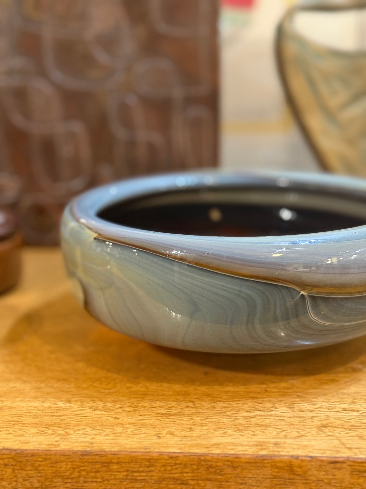 Handblown Art Glass Bowl with Swirls