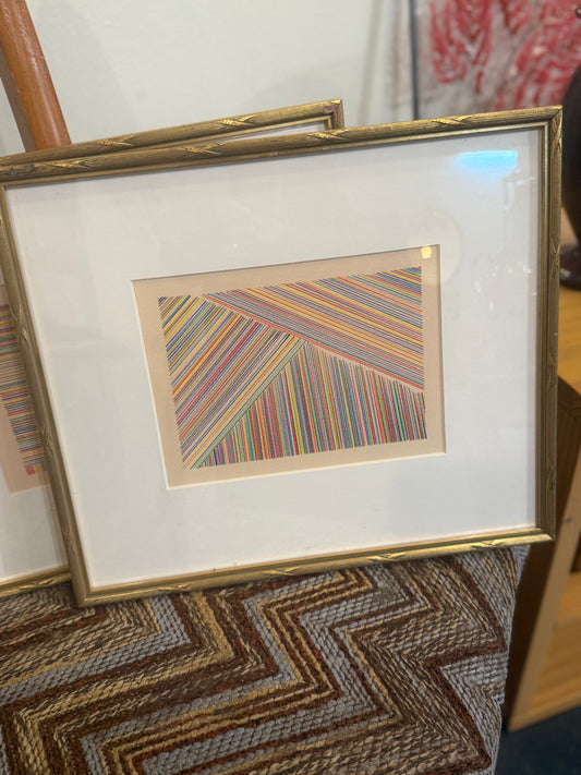 Geometric Abstract in Colored Pencil in Giltwood Frame
