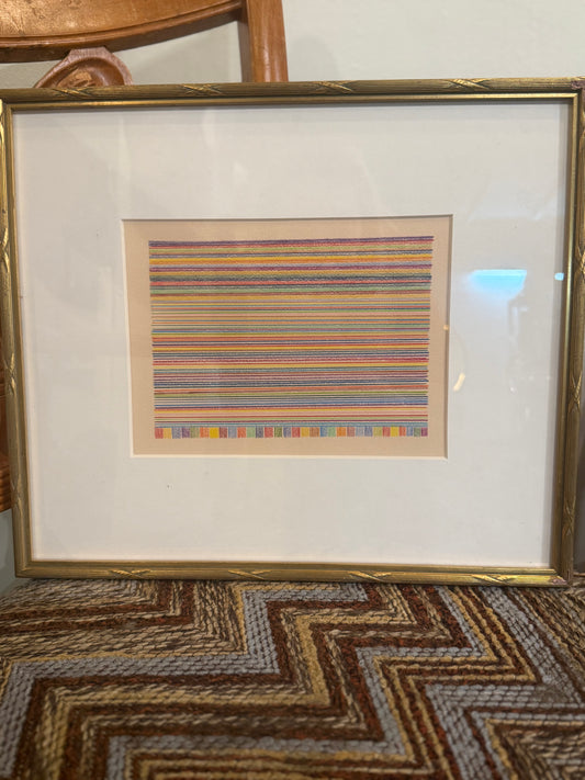 Geometric Abstract in Colored Pencil in Giltwood Frame
