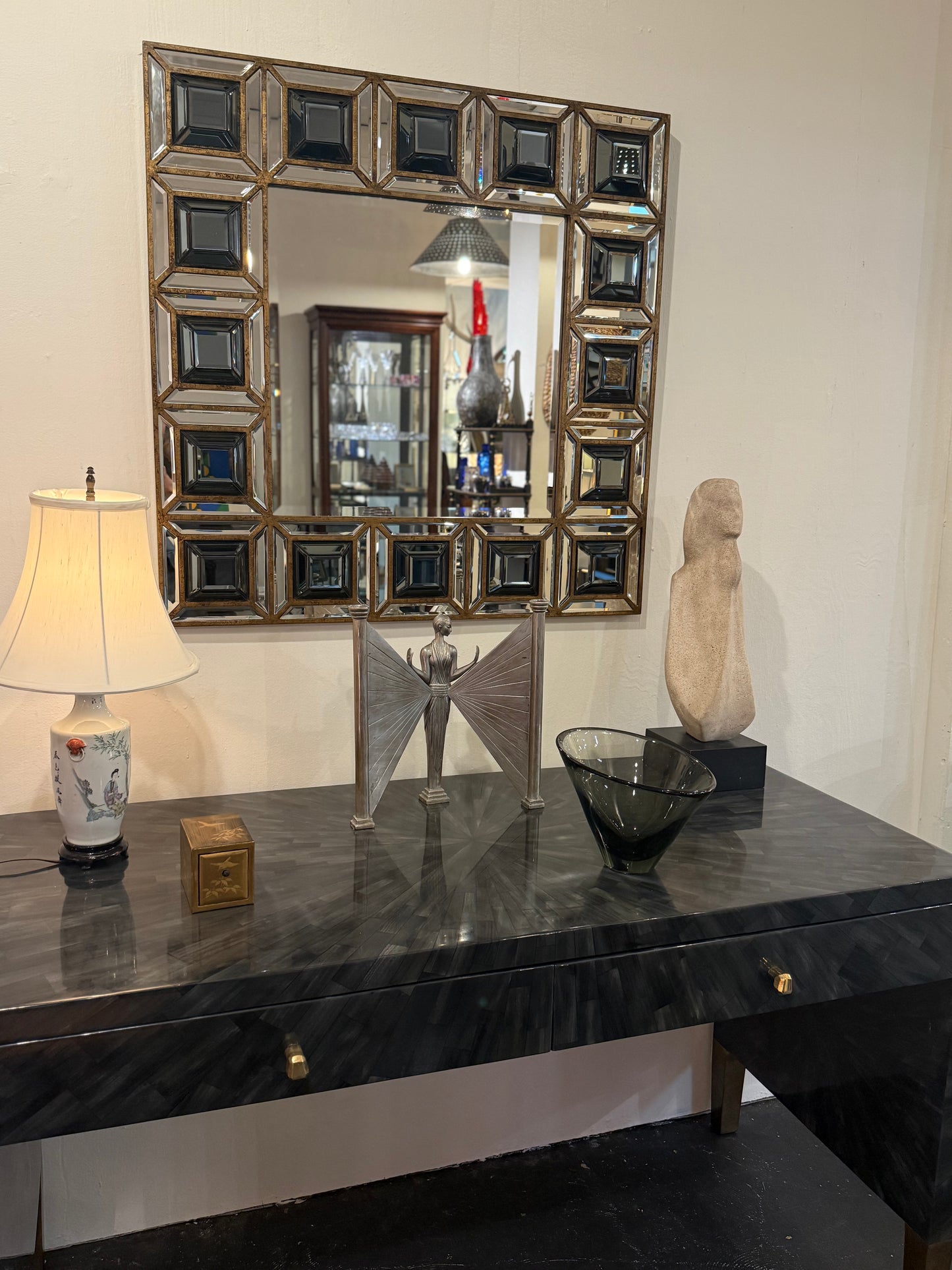 Faceted Two Tone Mirror
