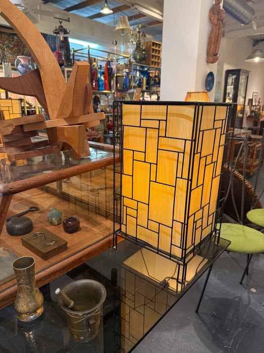 Fabulous Pair of Mid-Century Architectural Lamps with Silk Lining