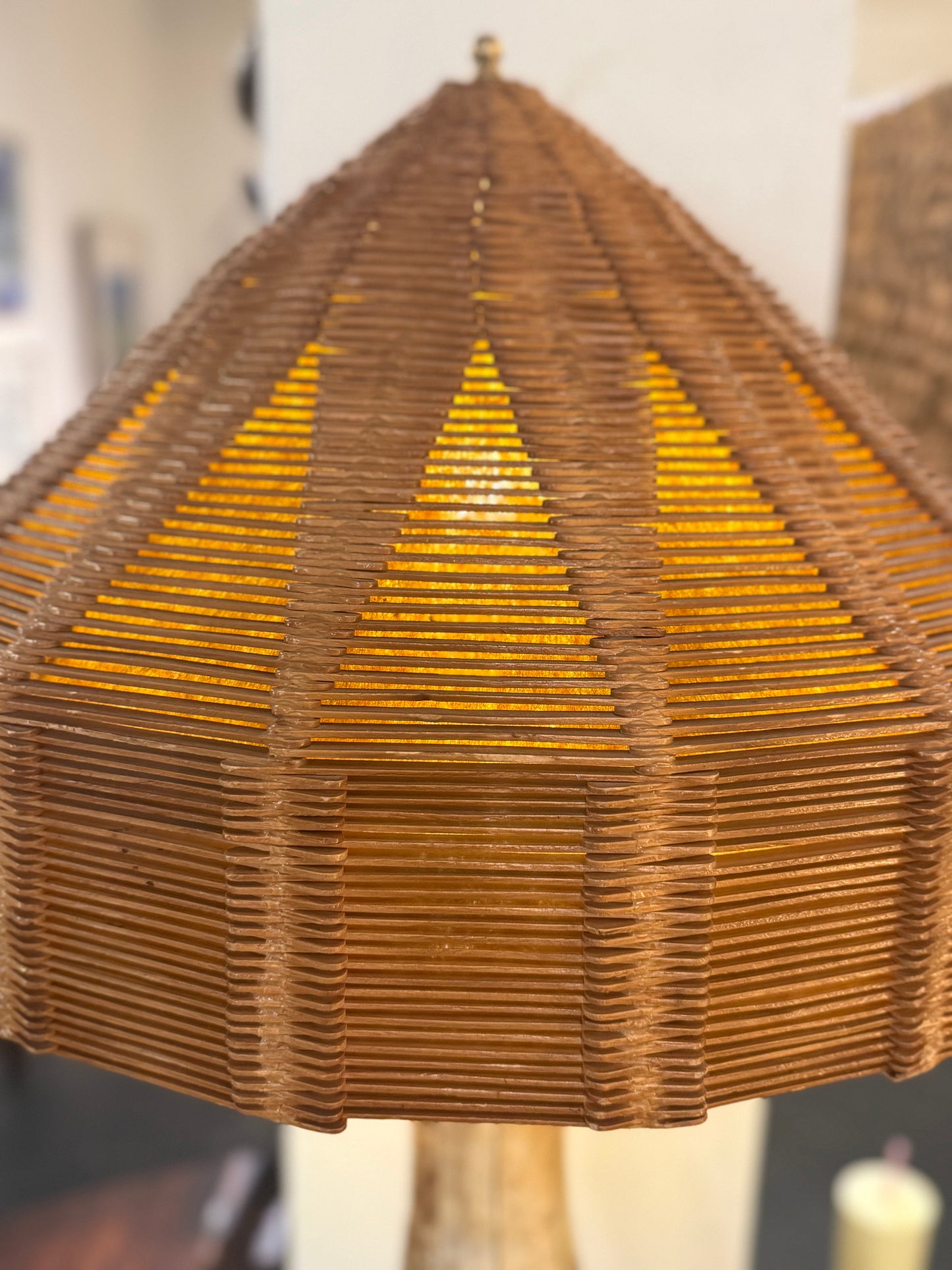 One of a Kind Statement Studio Pottery Lamp with Tramp Art Shade