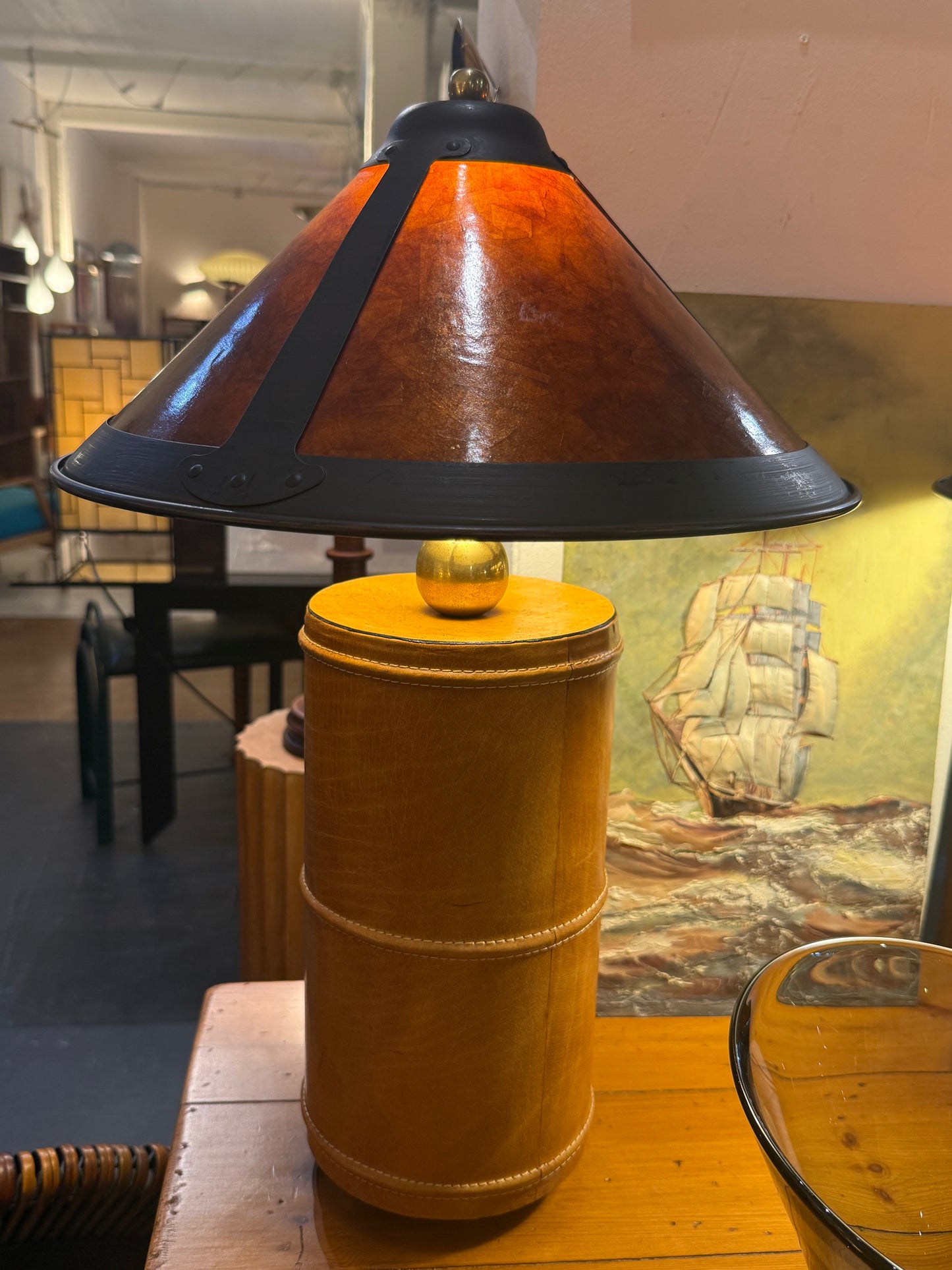 Pair of Vintage Leather Lamps