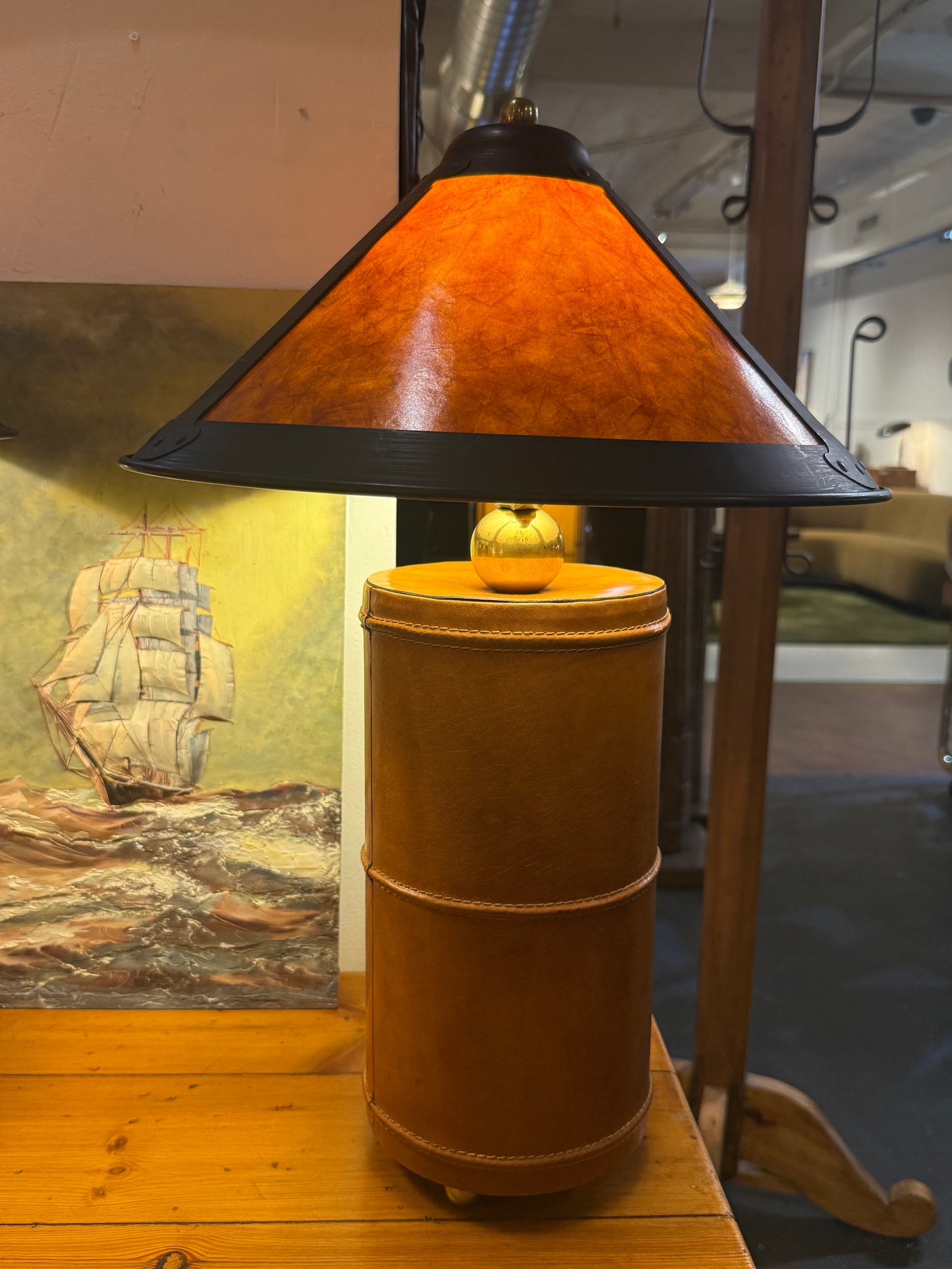 Pair of Vintage Leather Lamps