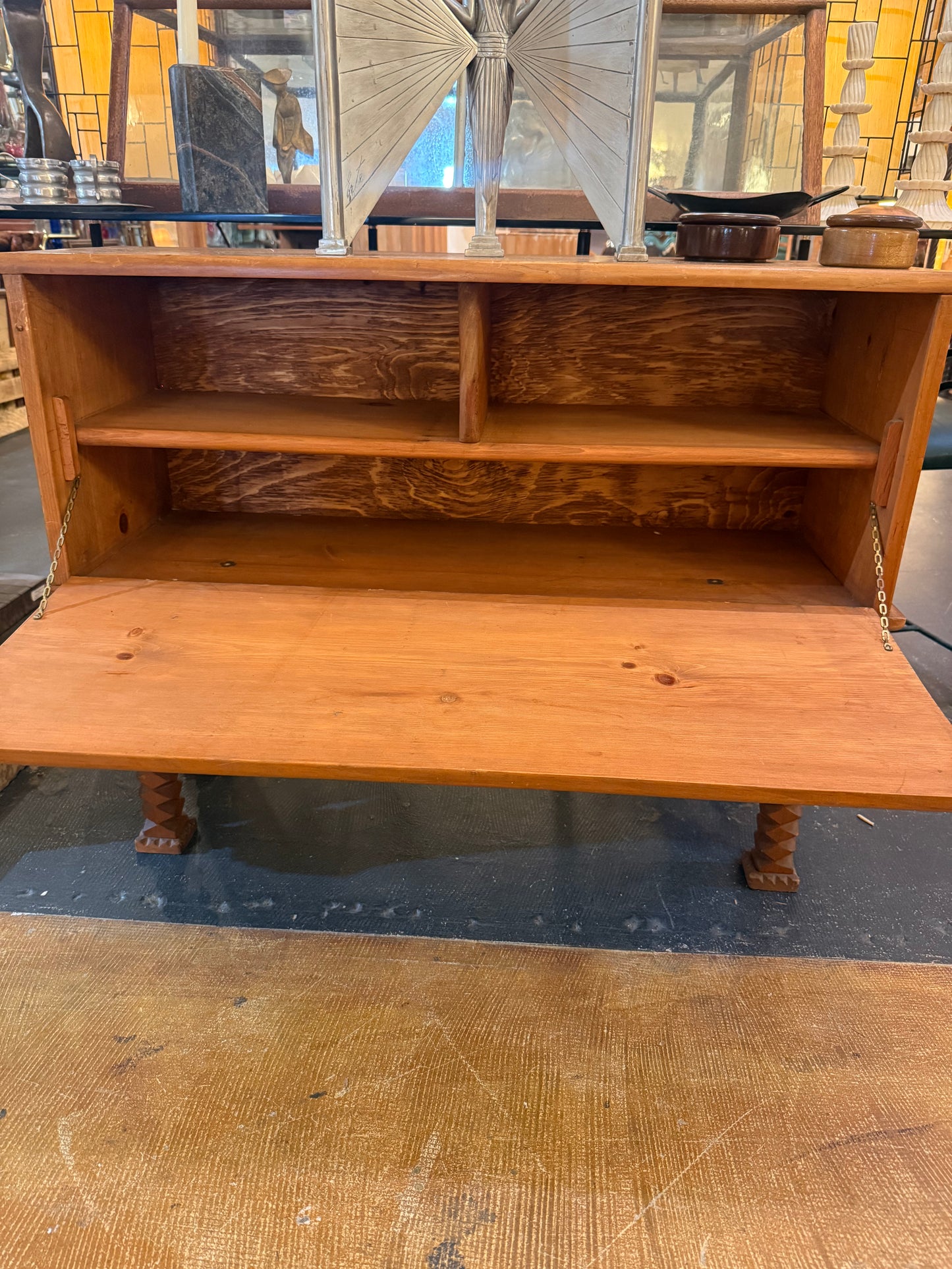 One-of-one Artisanal Tramp Art Cabinet