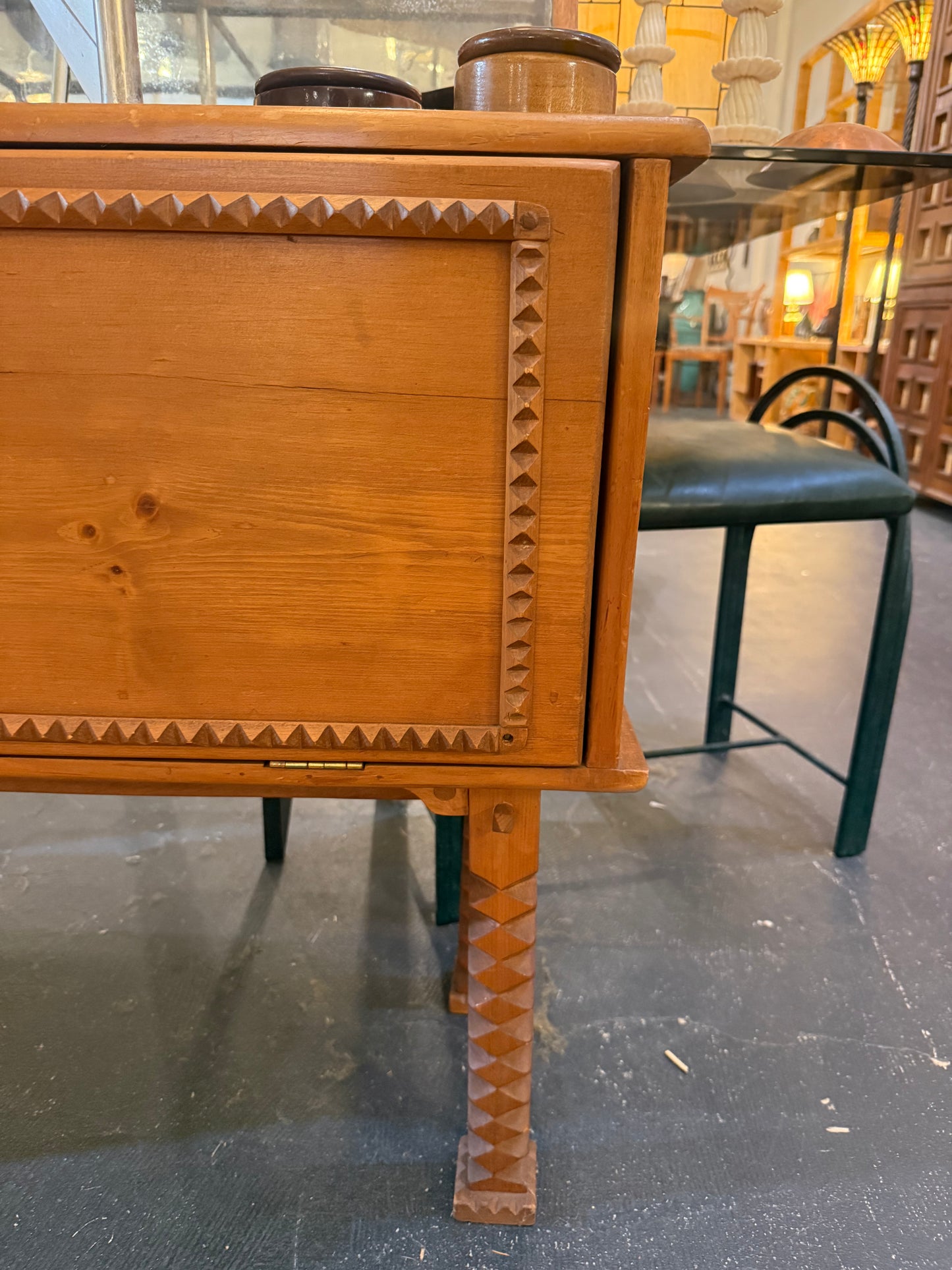One-of-one Artisanal Tramp Art Cabinet