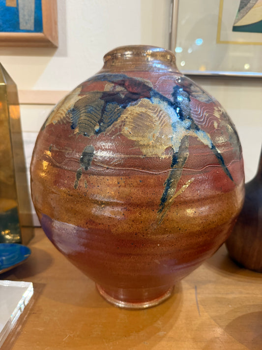 Large Vtg Studio Pottery Vase in the Mingei style