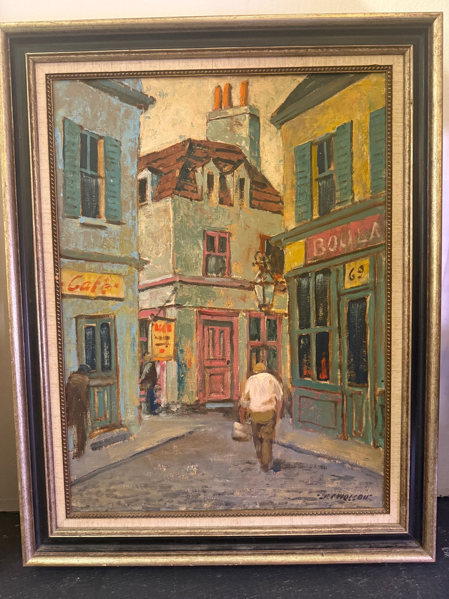 Vintage Paris Street Scene Signed Oil Painting