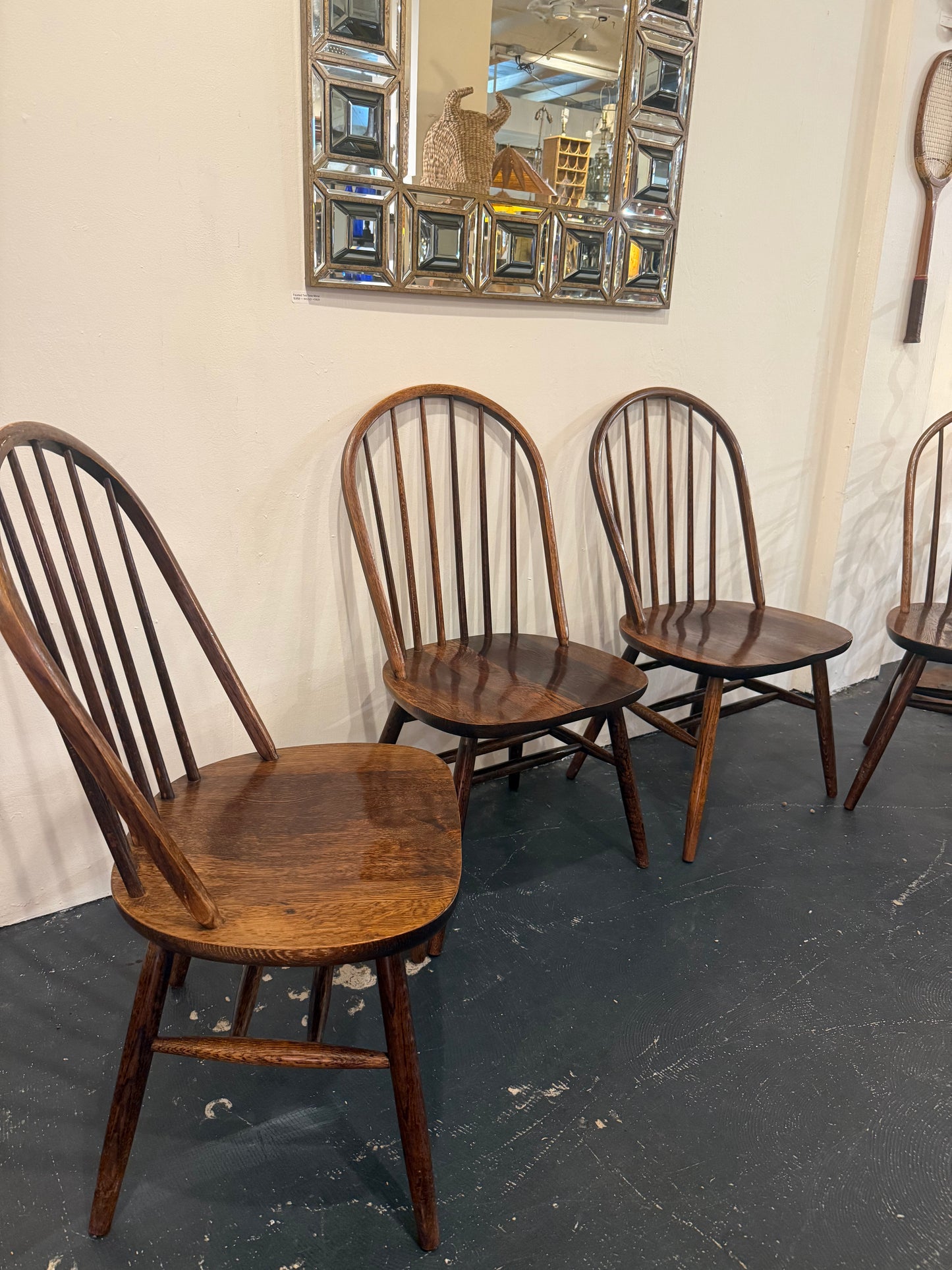 4 Oak Vintage Windsor Style Chairs