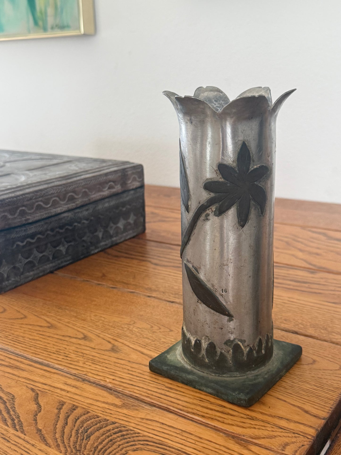 Vintage Artillery Tramp Art Vase