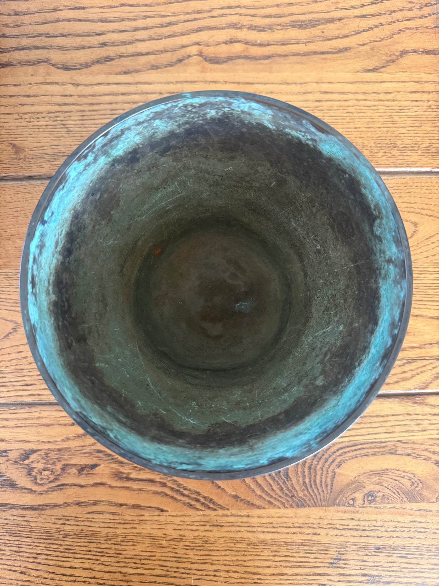 Vintage Solid Brass Cachepot with Patina
