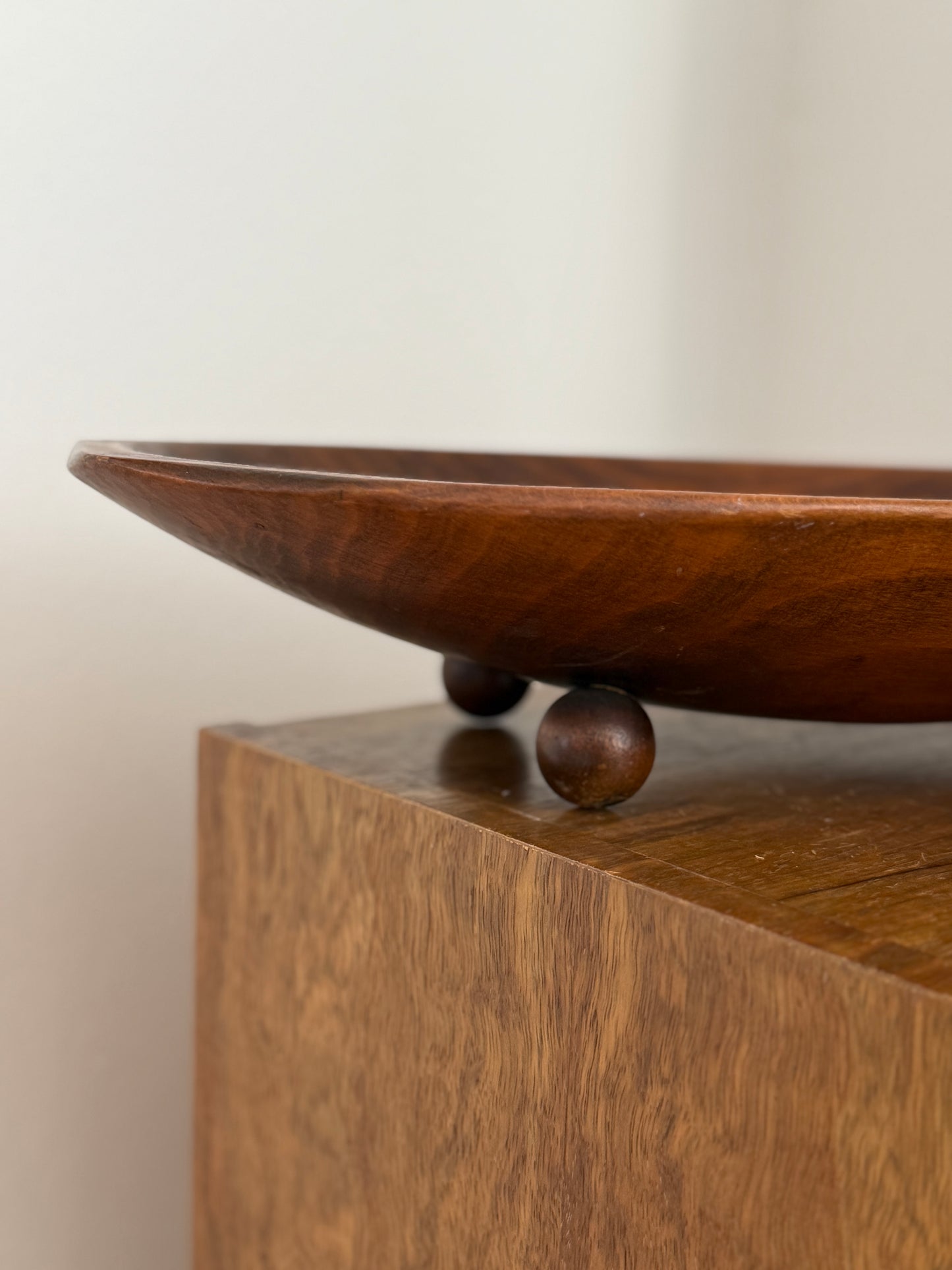 Mid-Century Modern Ball-Footed Wood Dough Bowl