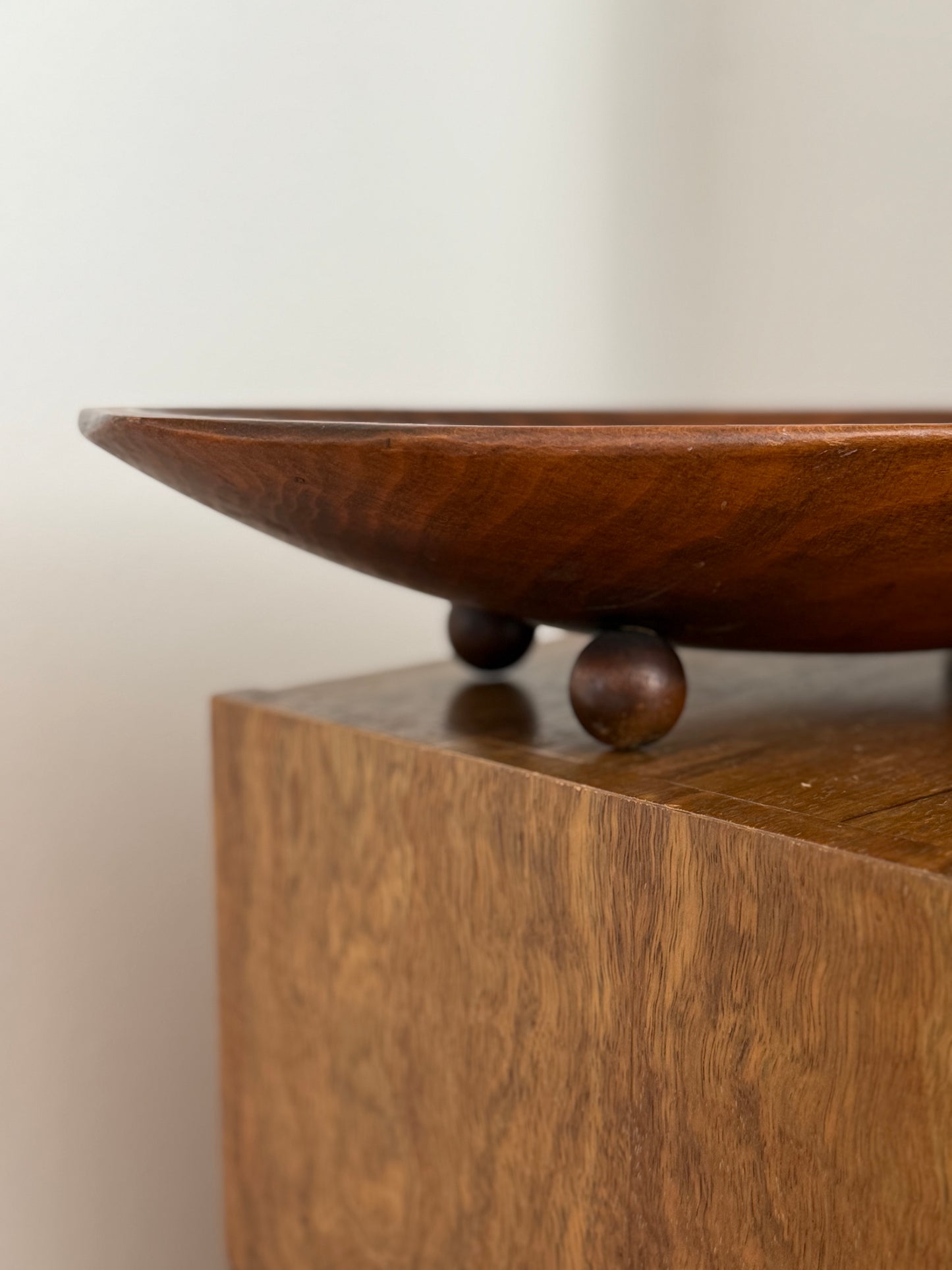 Mid-Century Modern Ball-Footed Wood Dough Bowl