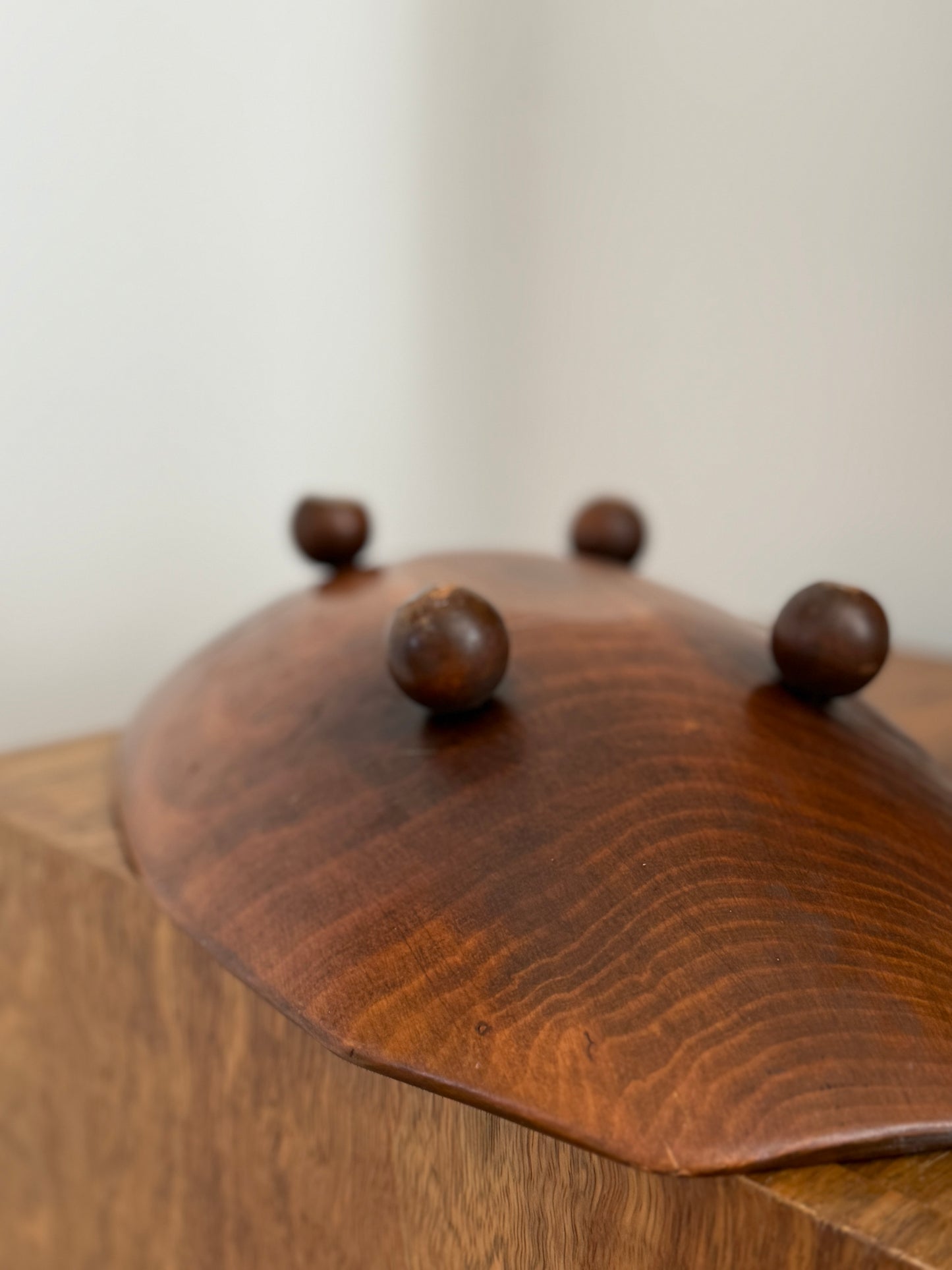 Mid-Century Modern Ball-Footed Wood Dough Bowl