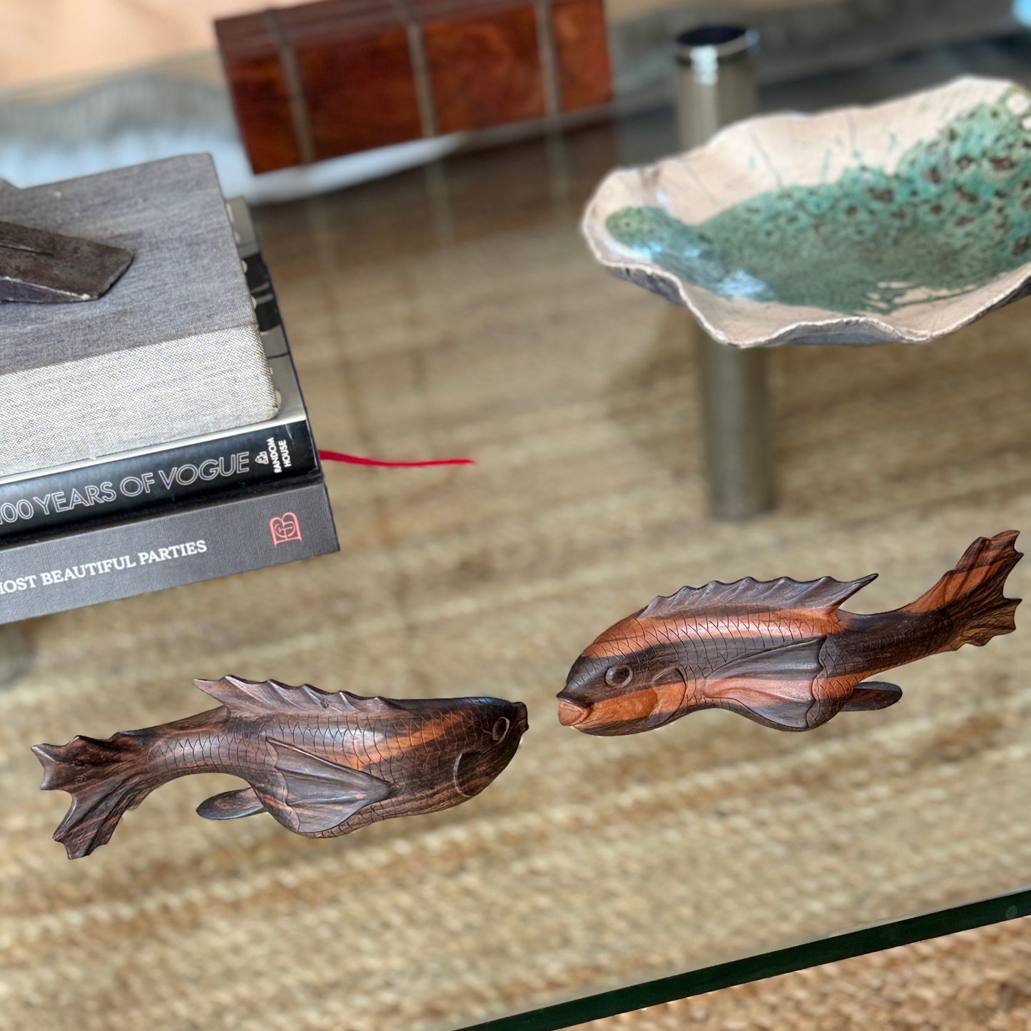 Carved Striped Ironwood Koi