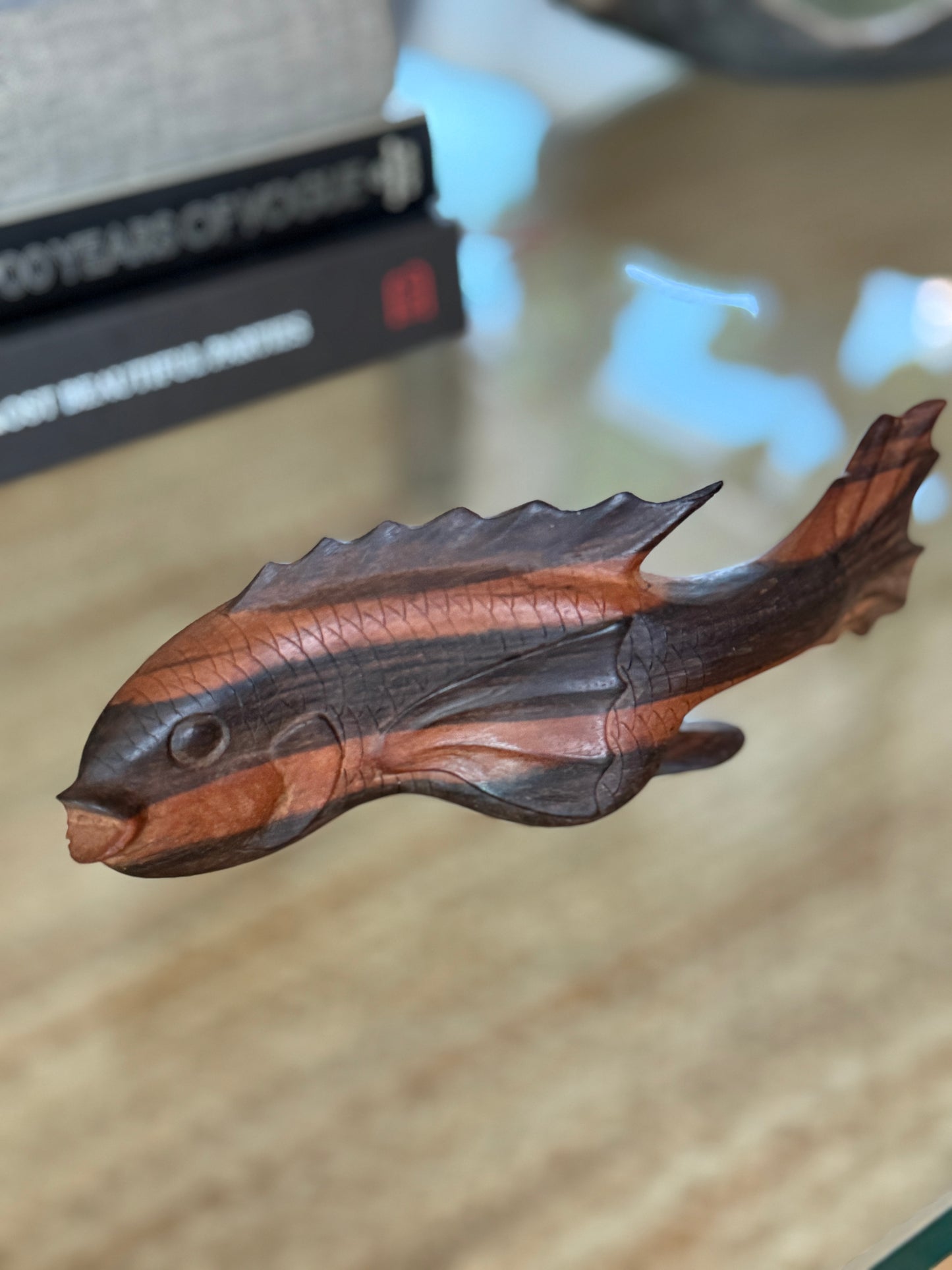 Carved Striped Ironwood Koi