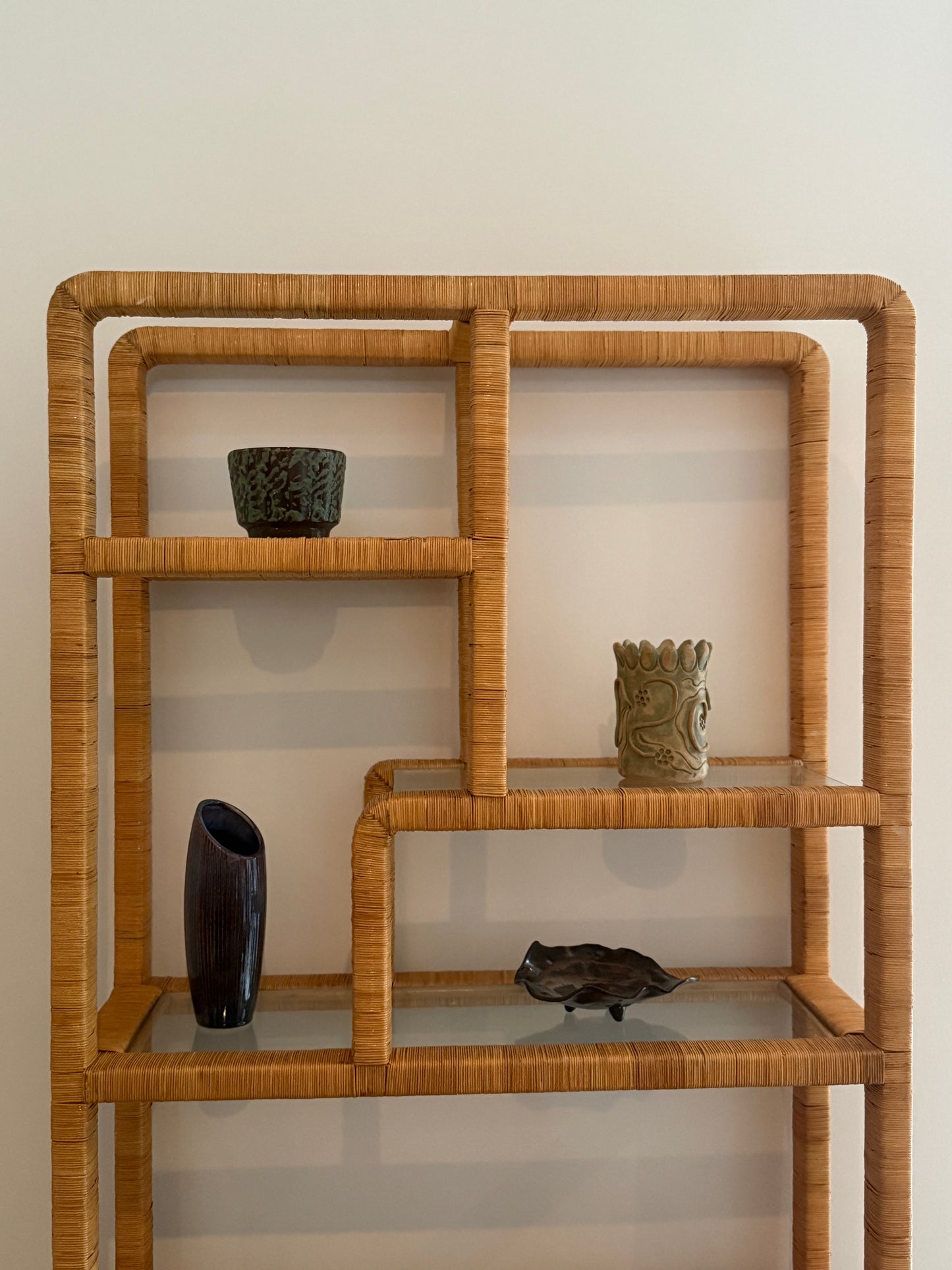 Mid-Century Rattan Wrapped Étagère