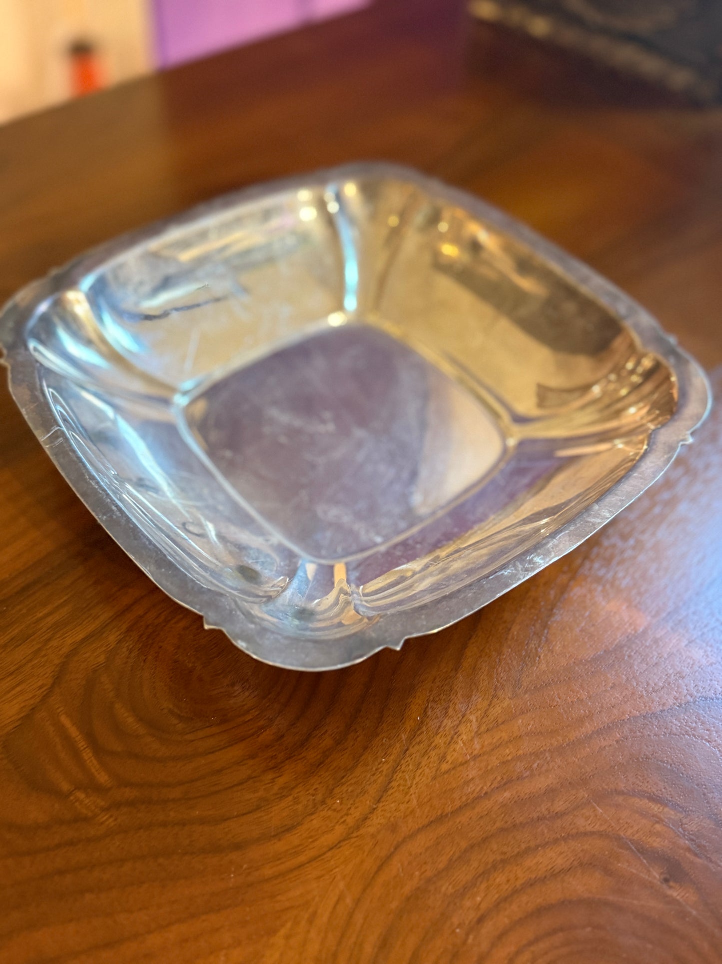 Vintage Square Silver Plate Vegetable Bowl